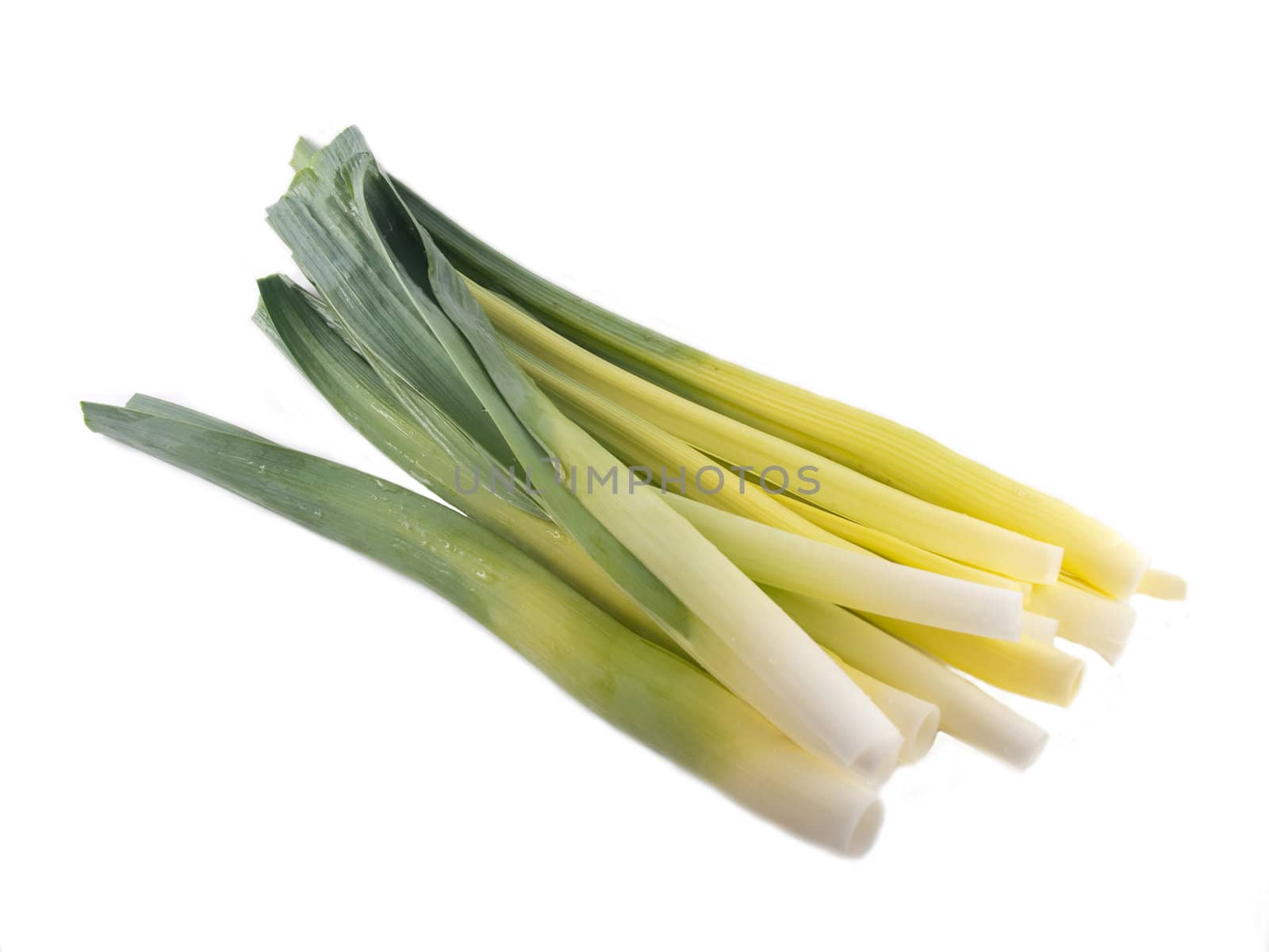 Fresh leek isolated on white background