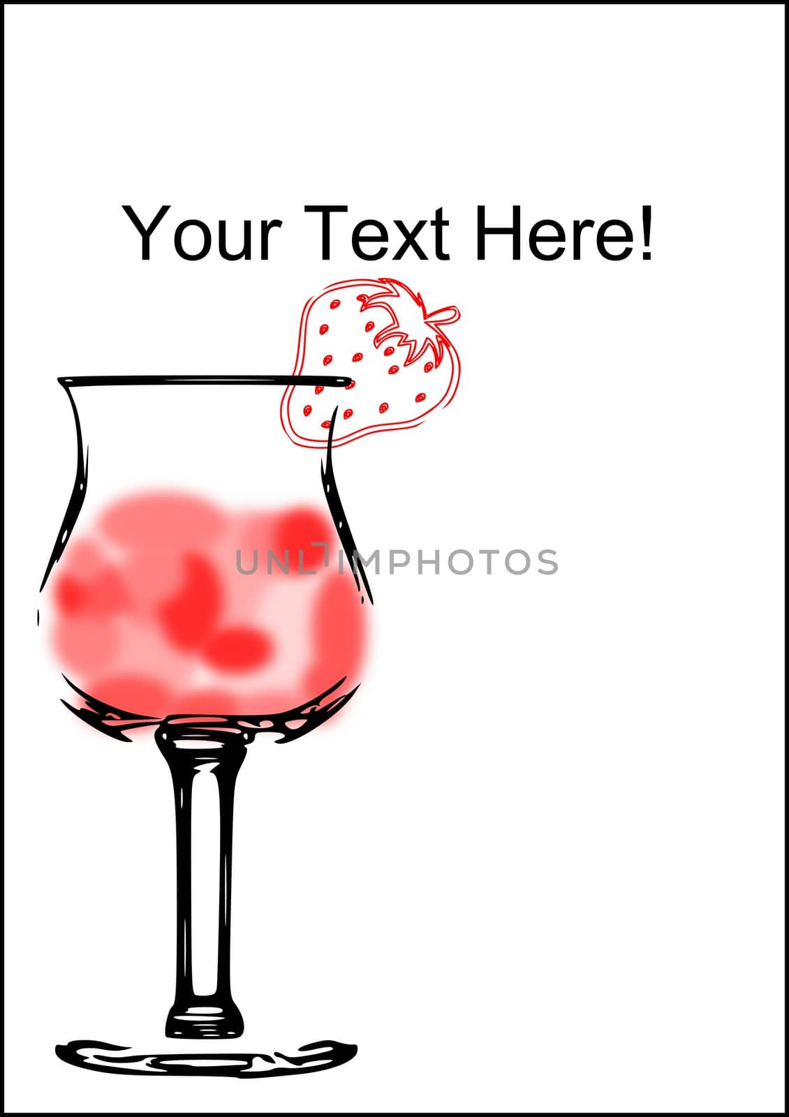 A creative illustration of a strawberry daiquiri on a white background.