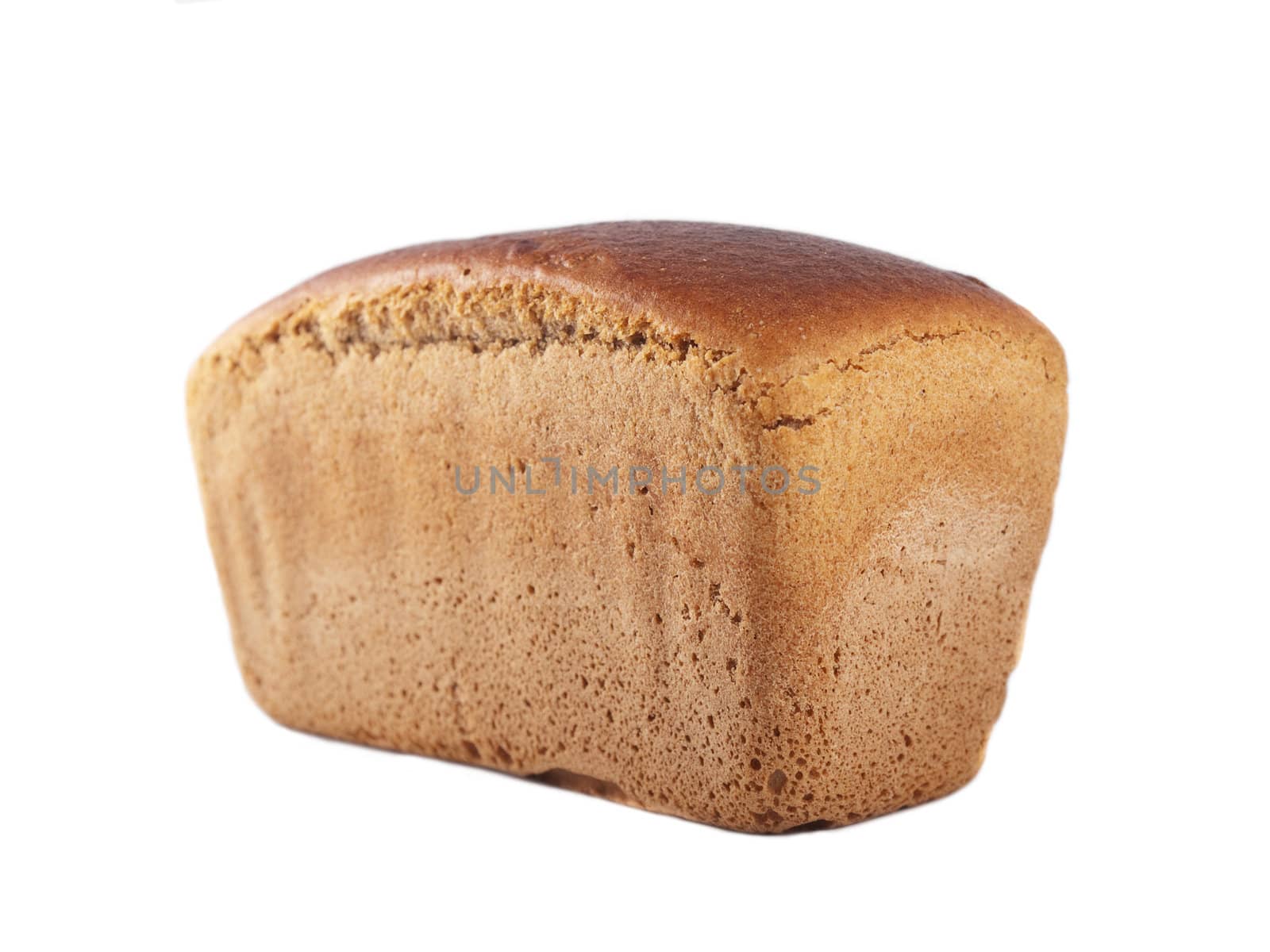 Fresh loaf of rye bread on white background