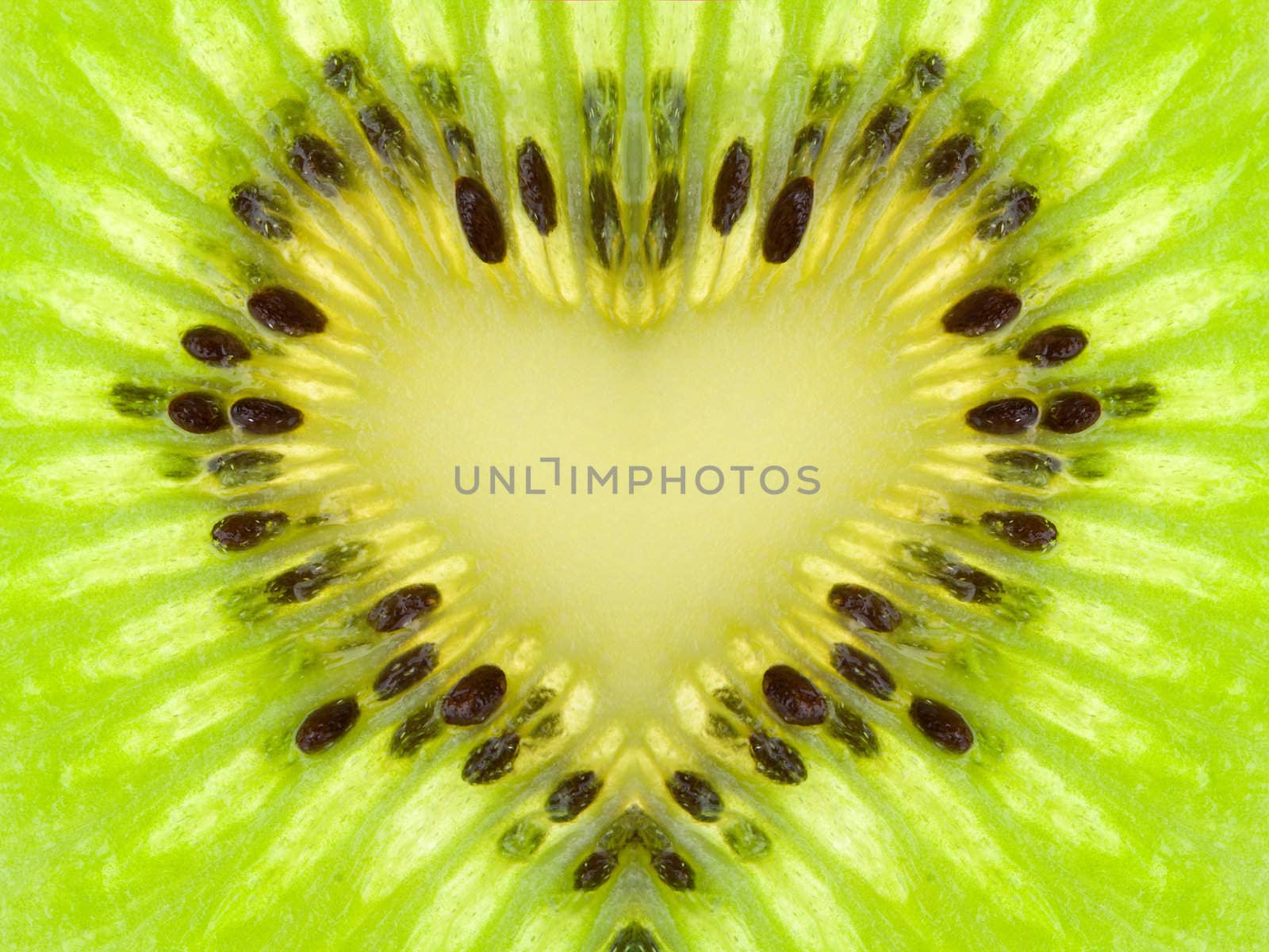 green heart from ripe kiwi