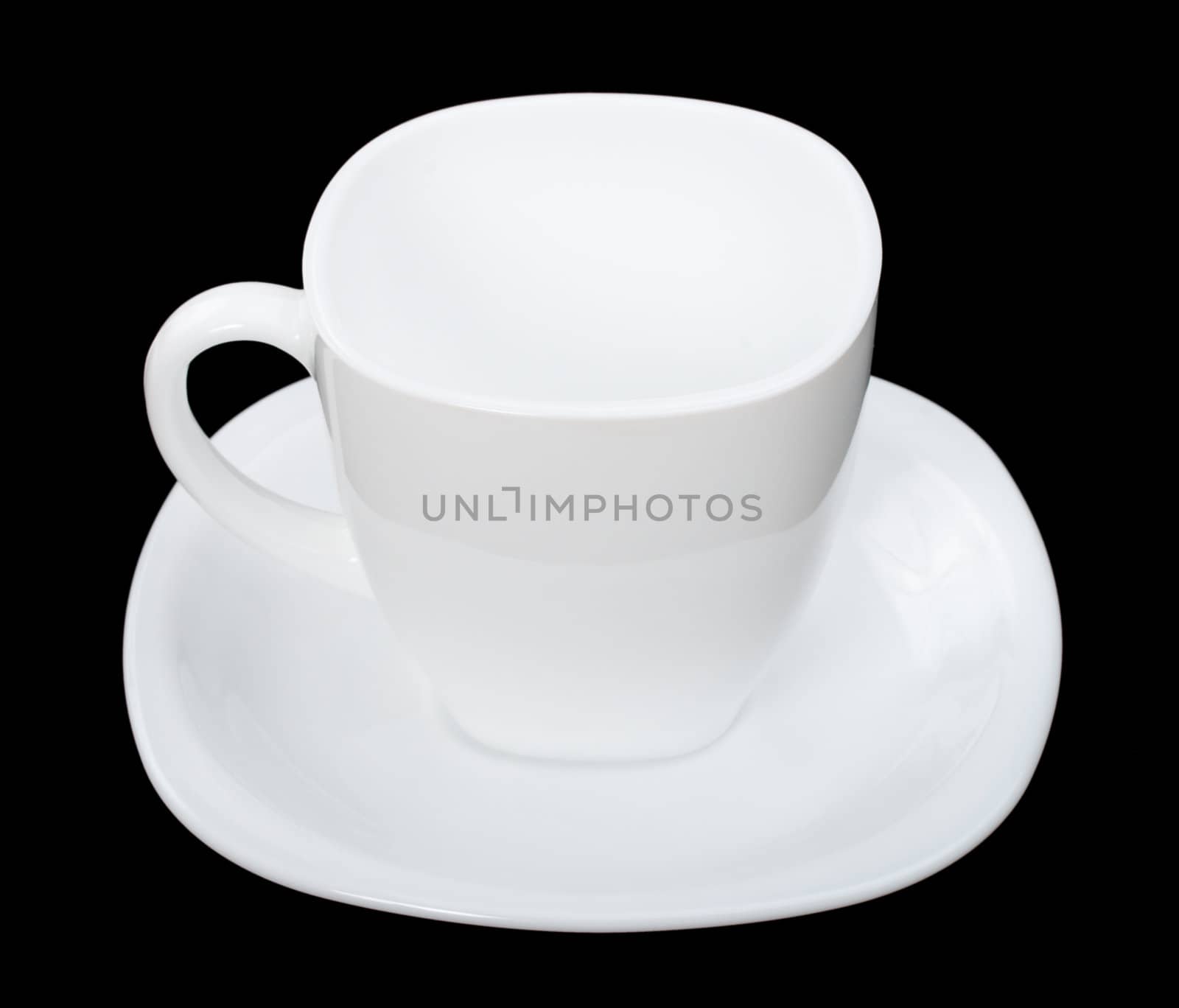 perfect empty cup of coffee, isolated on black