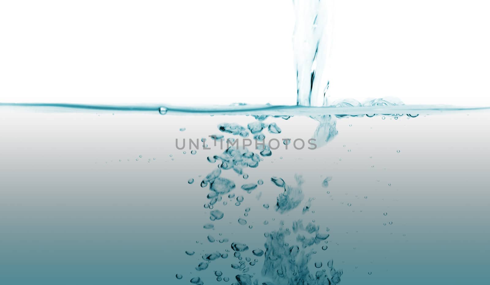 stream of blue water, isolated on white