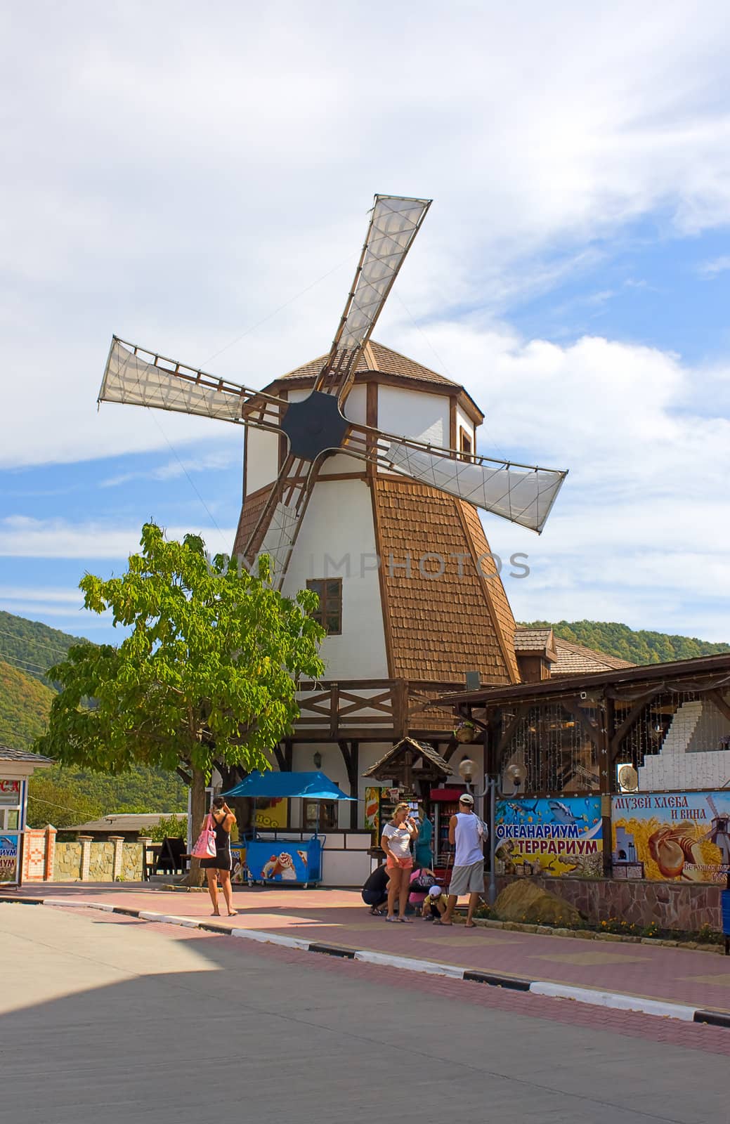 Building of mills in  street of the village, Krasnodar Region Russia.