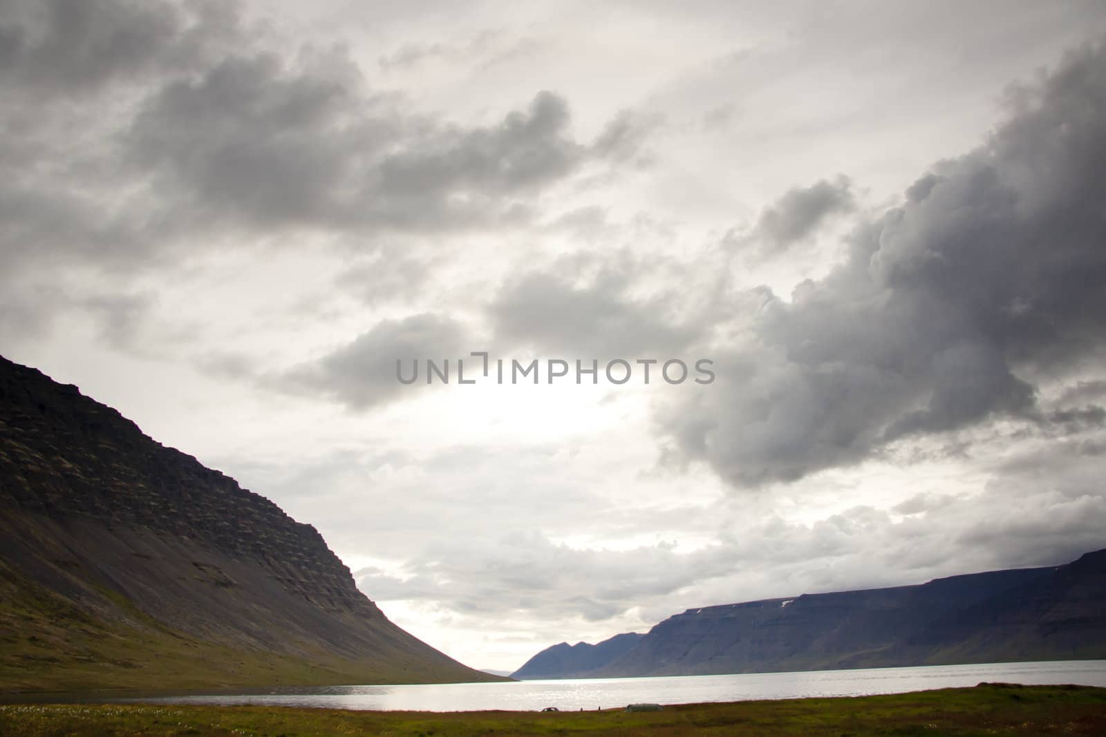 Dynjandisvogur fjord - Iceland. Rainy day.  by parys