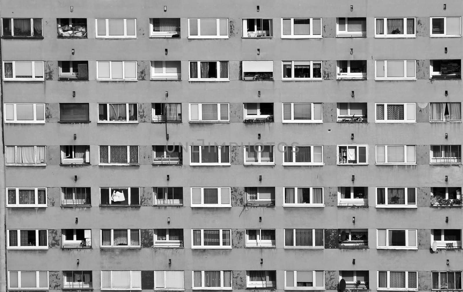 Old apartment building in downtown Warsaw, Poland.