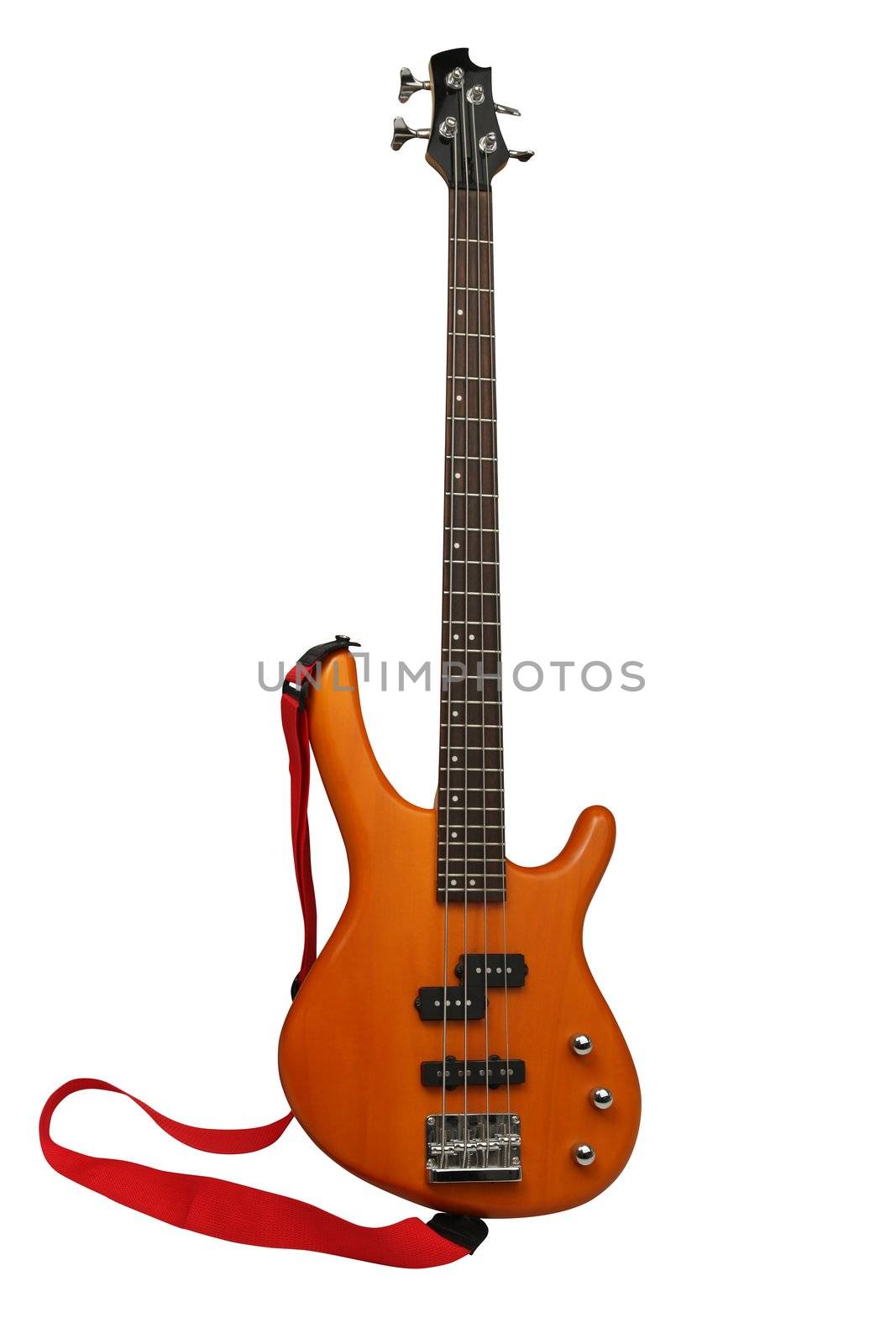 yellow electric guitar on white background