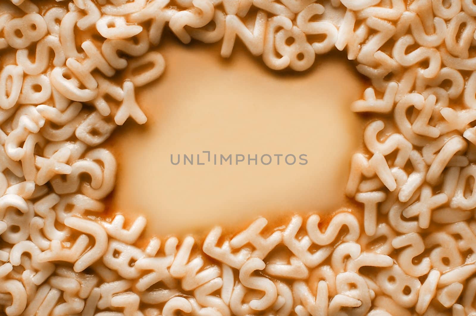 alphabet pasta letters background, ketchup 