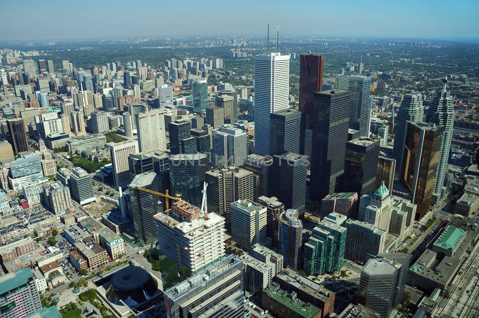 aerial view of toronto, long distance visibility