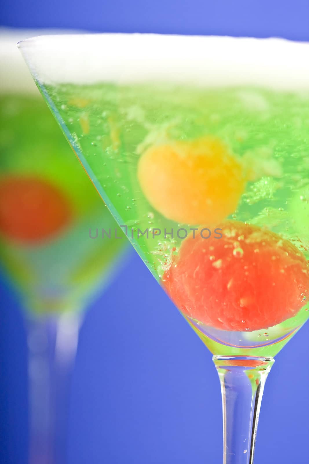 gelatin and fruit dessert in a martini glass