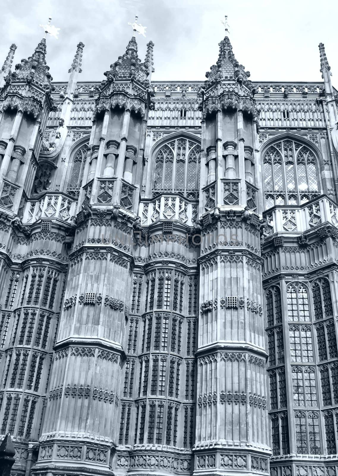 The Westminster Abbey church in London, UK - high dynamic range HDR - black and white