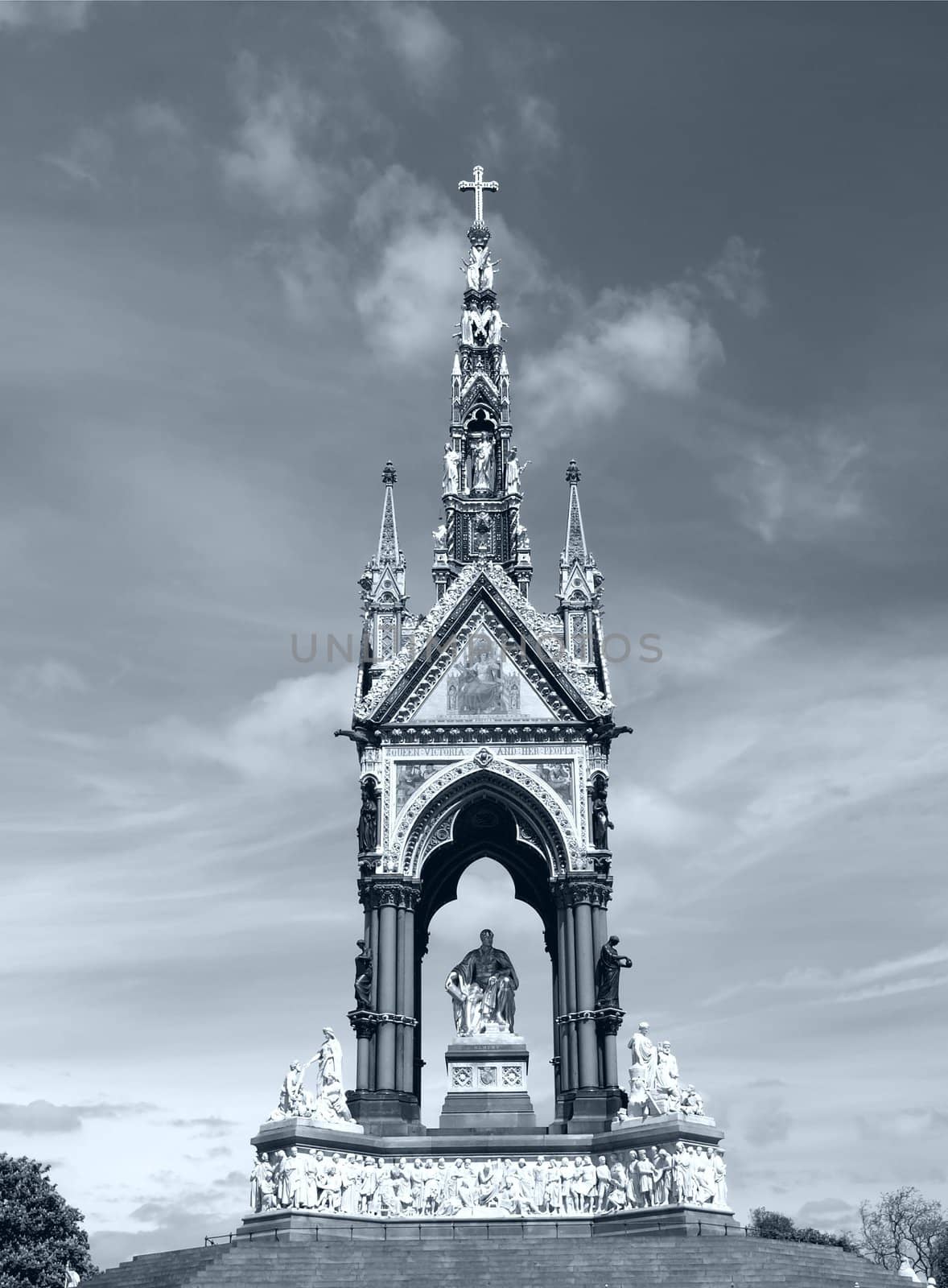 Albert Memorial in Kensington gardens, London, UK - high dynamic range HDR - black and white