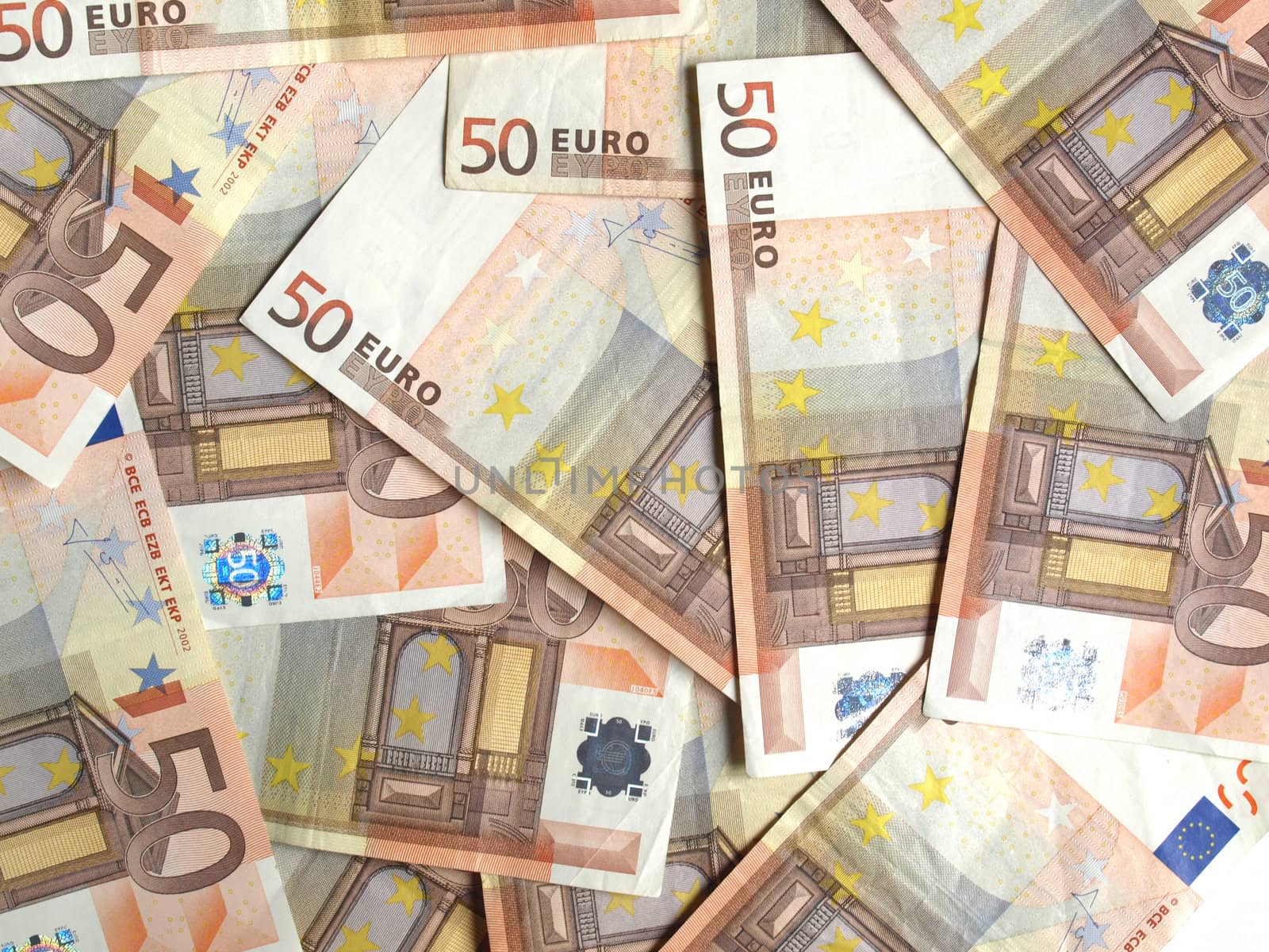 Range of 50 Euro banknotes useful as a background