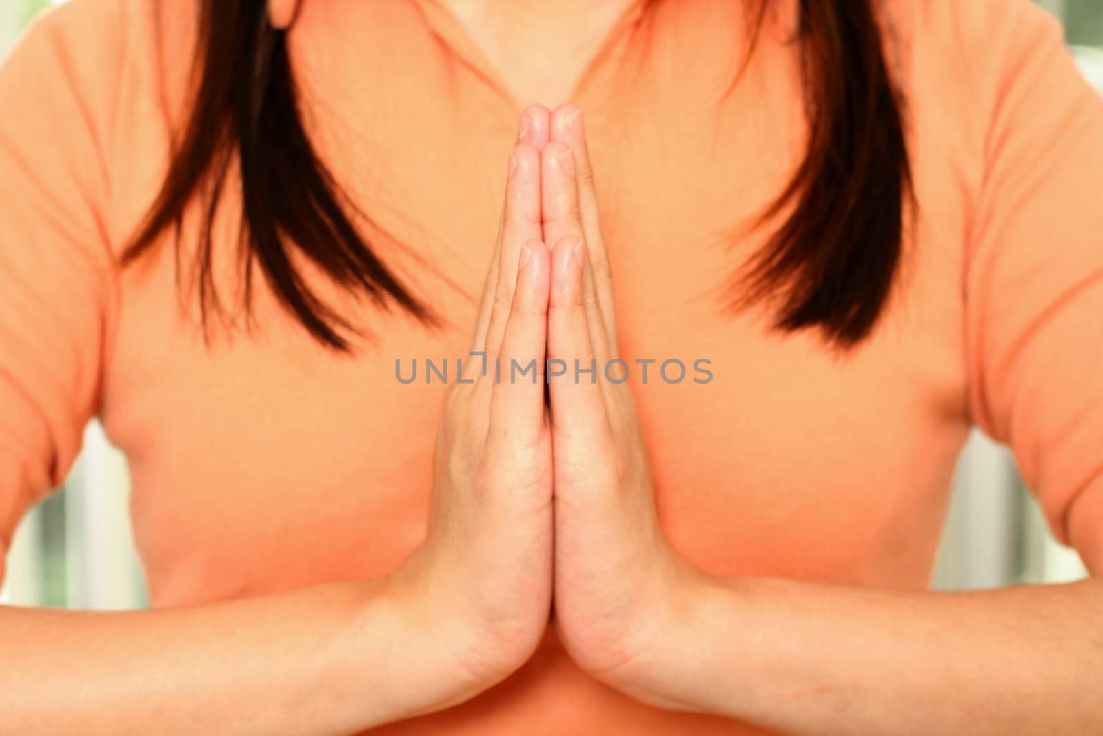 A woman doing meditation/relaxation/yoga