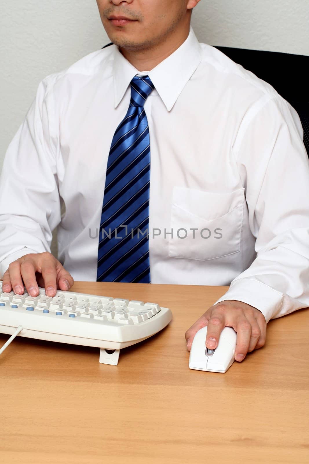 Businessman working on a computer