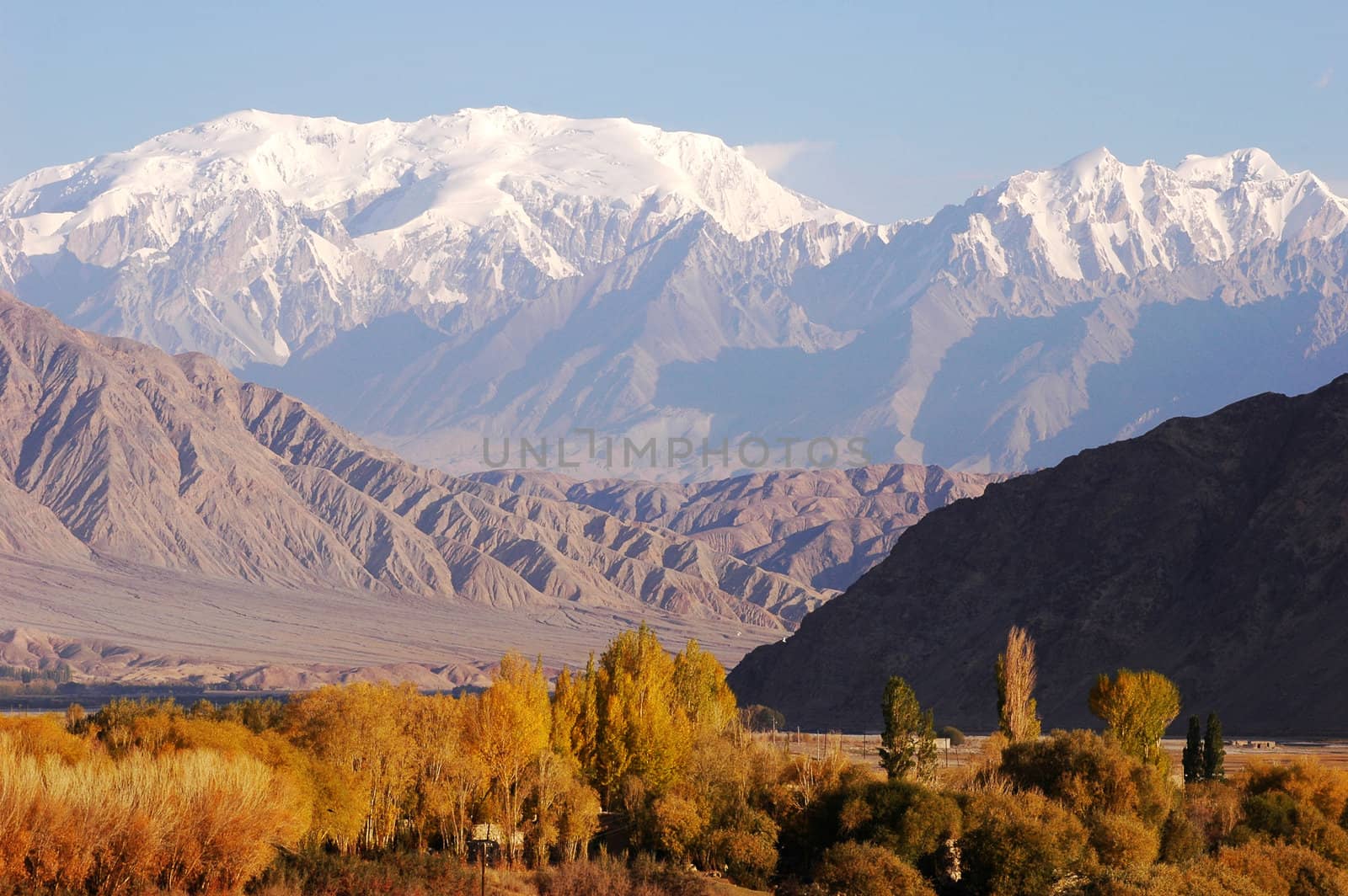Landscape of snow mountains in the winter