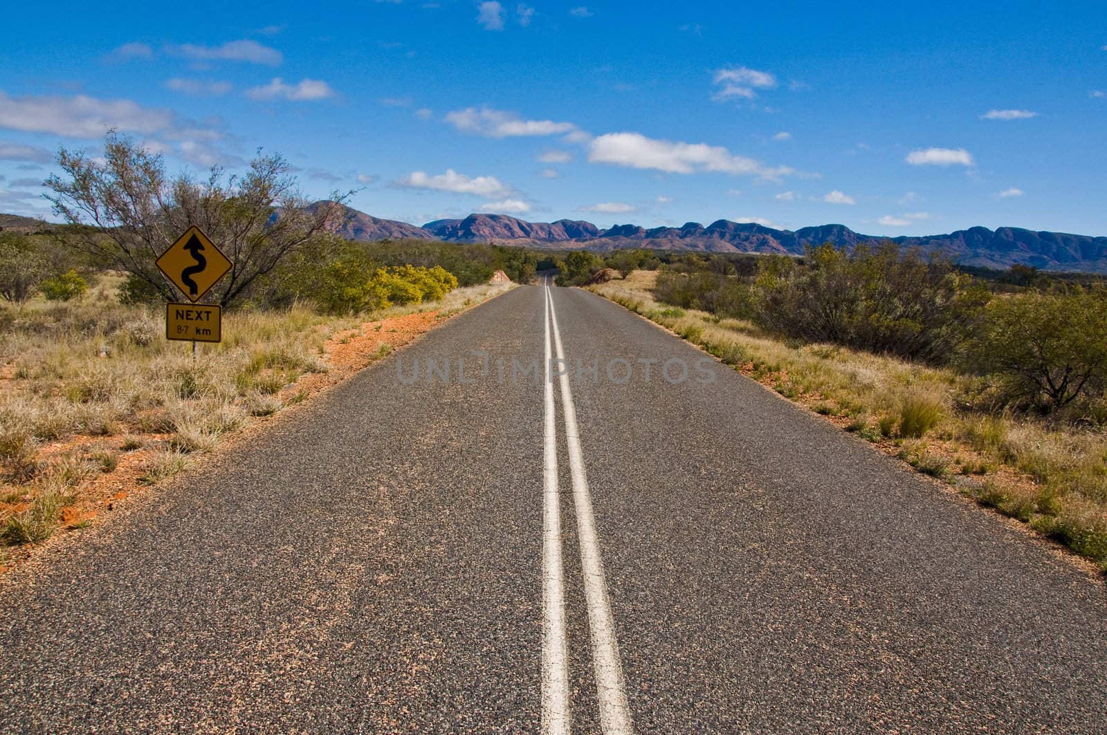 bush and road on the outback, northern territory australia