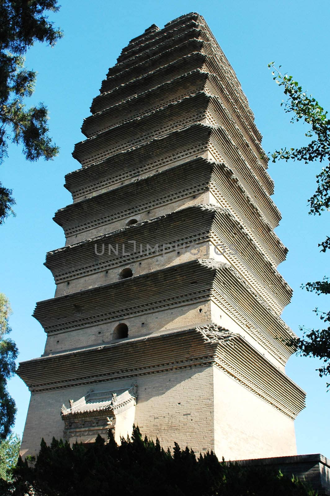 Landmark of the famous ancient Wild Goose Pagoda in Xian China