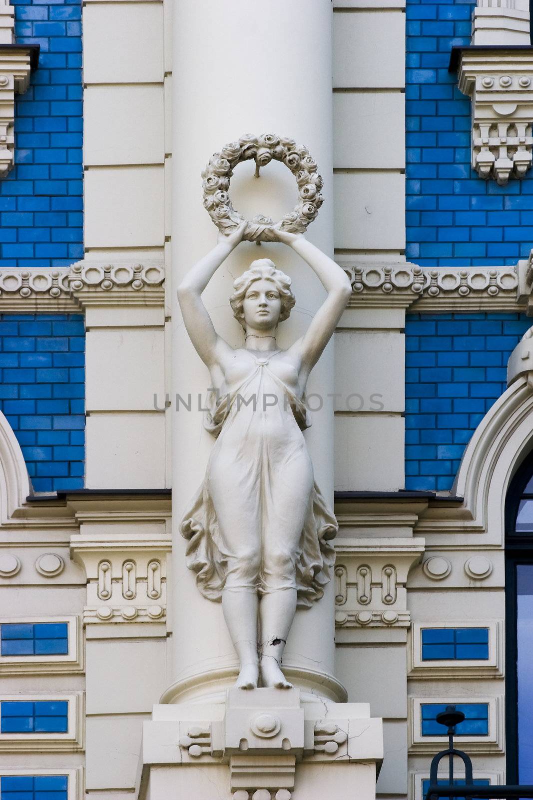 Detail of Art Nouveau (Jugenstil) building in The historic center of Riga, Latvia.