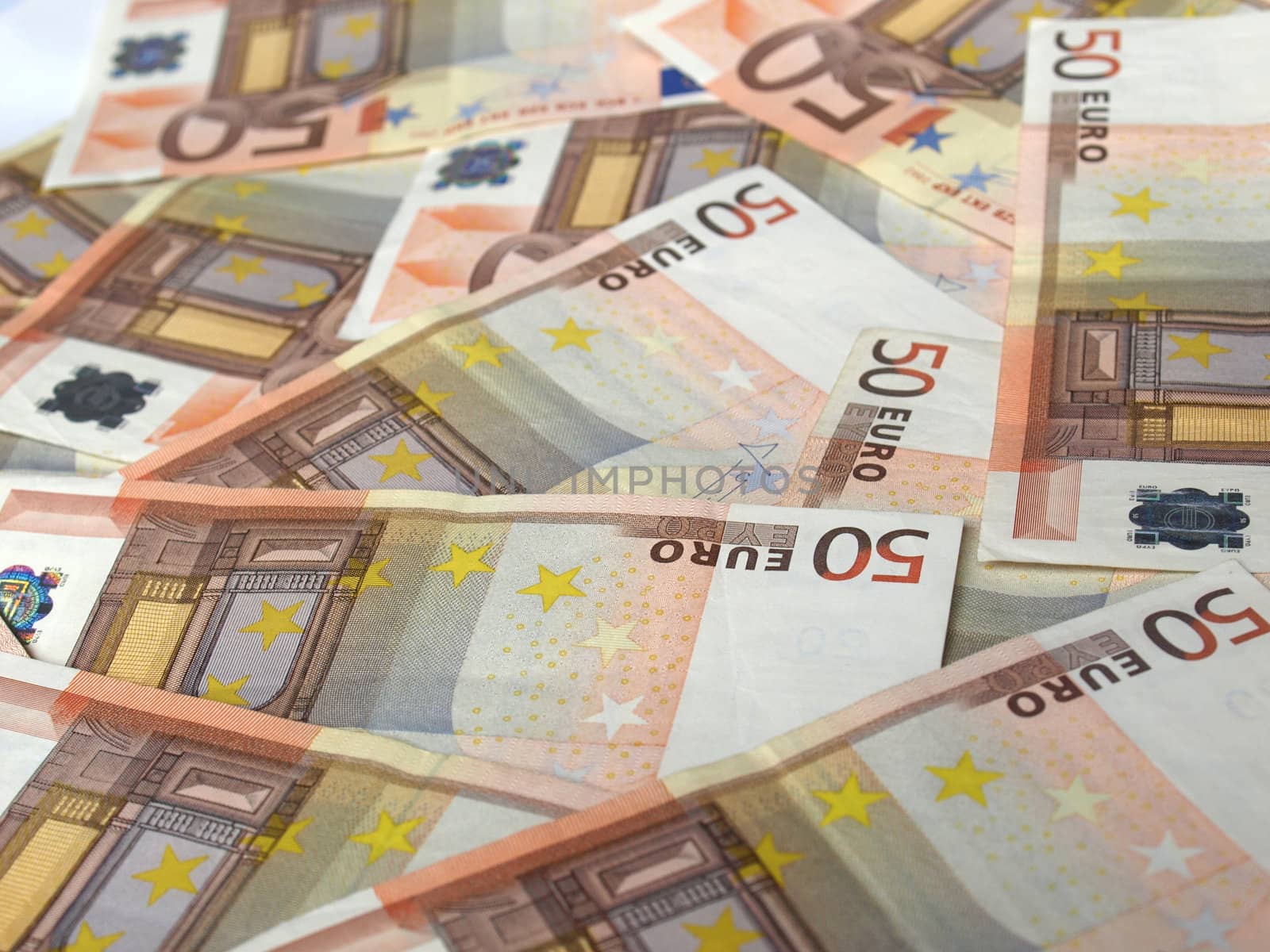 Range of 50 Euro banknotes useful as a background