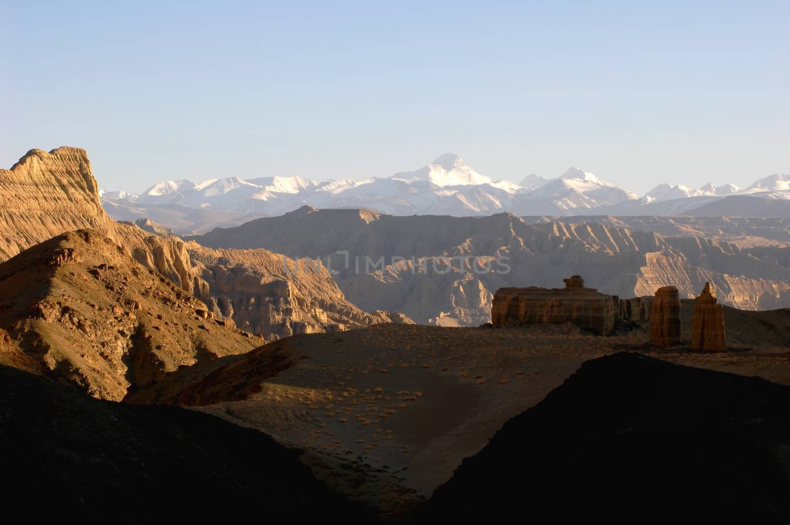 Landscape of mountains in the highlands of Tibet