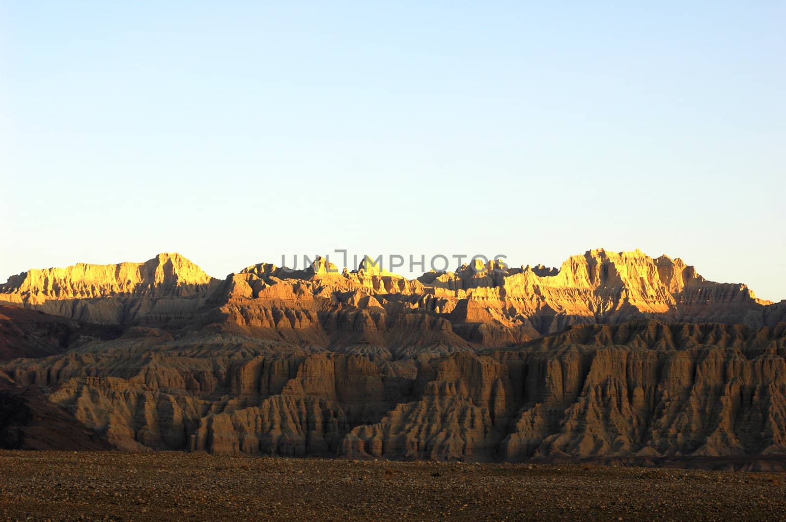 Landscape of mountains in the highlands of Tibet