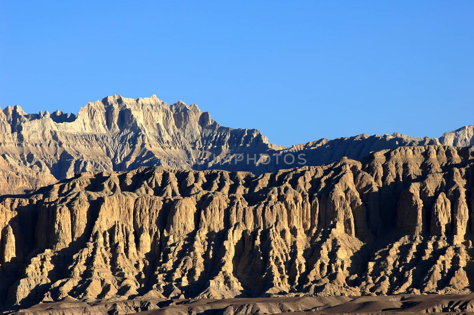 Landscape of mountains in the highlands of Tibet