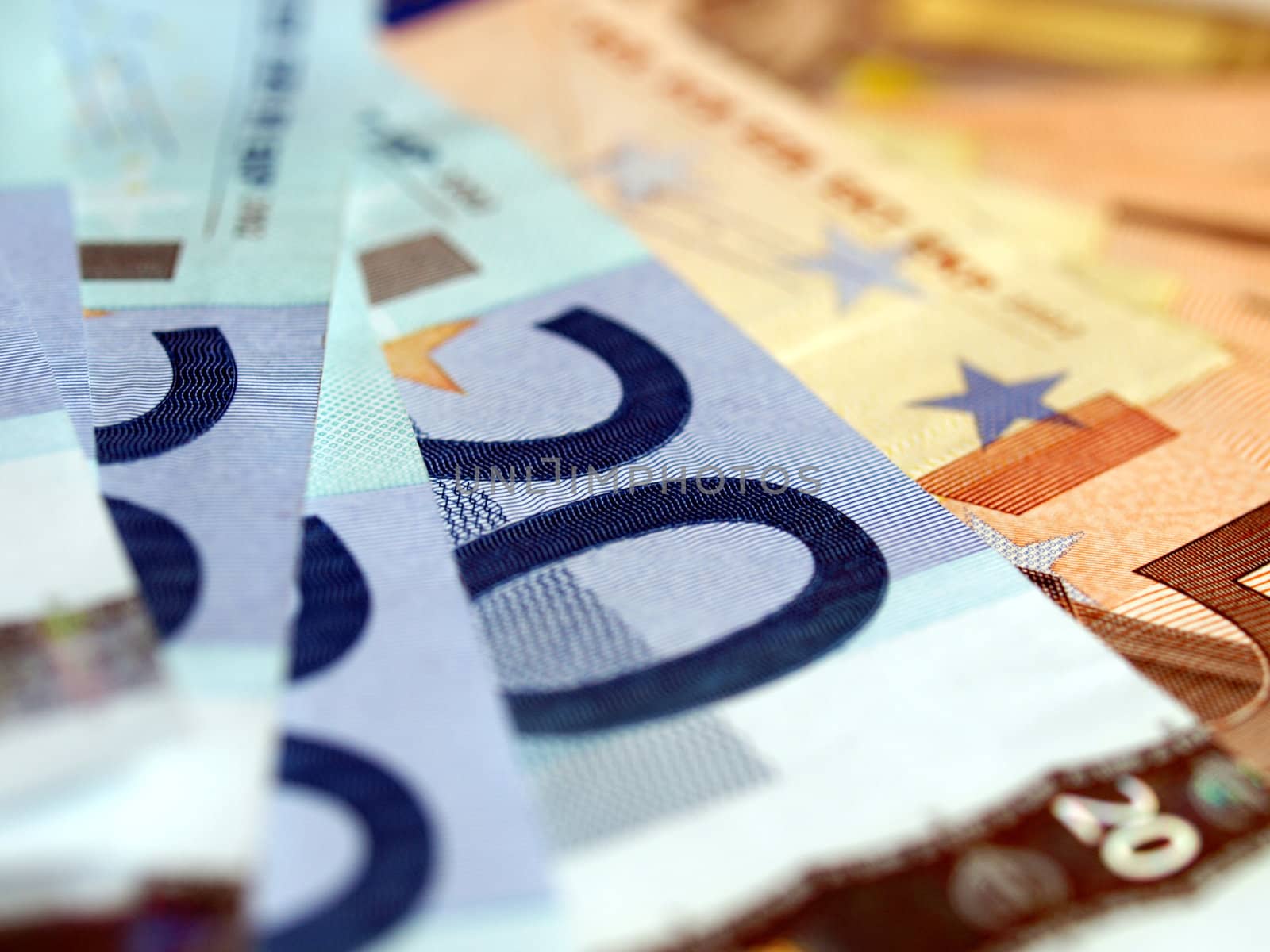Range of 20 and 50 Euro banknotes useful as a background