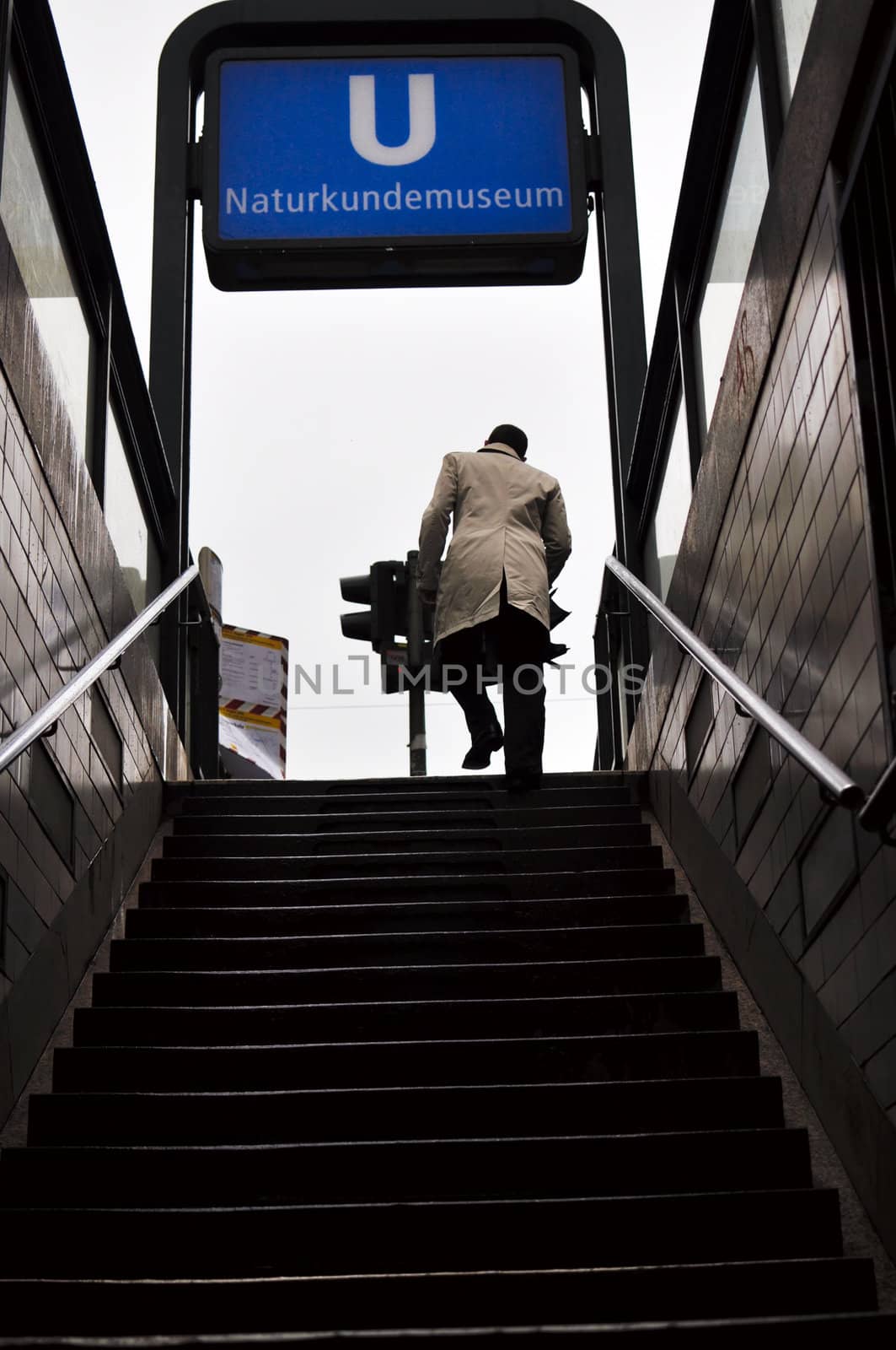 Hurried man leaving the subway