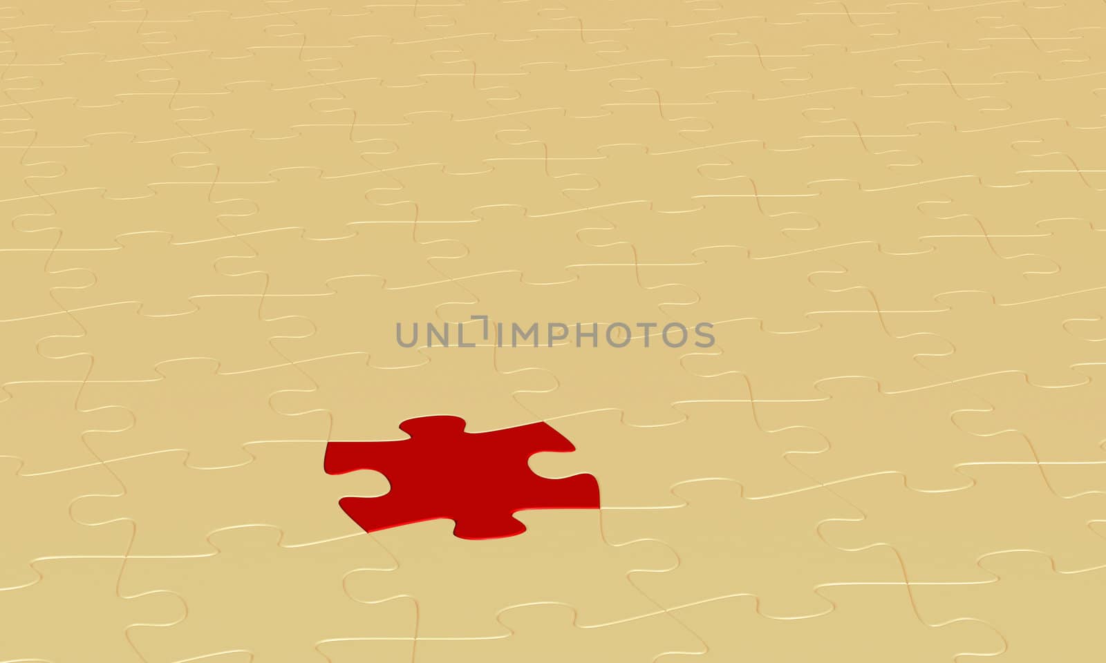 3d rendering of a puzzle background with one red piece