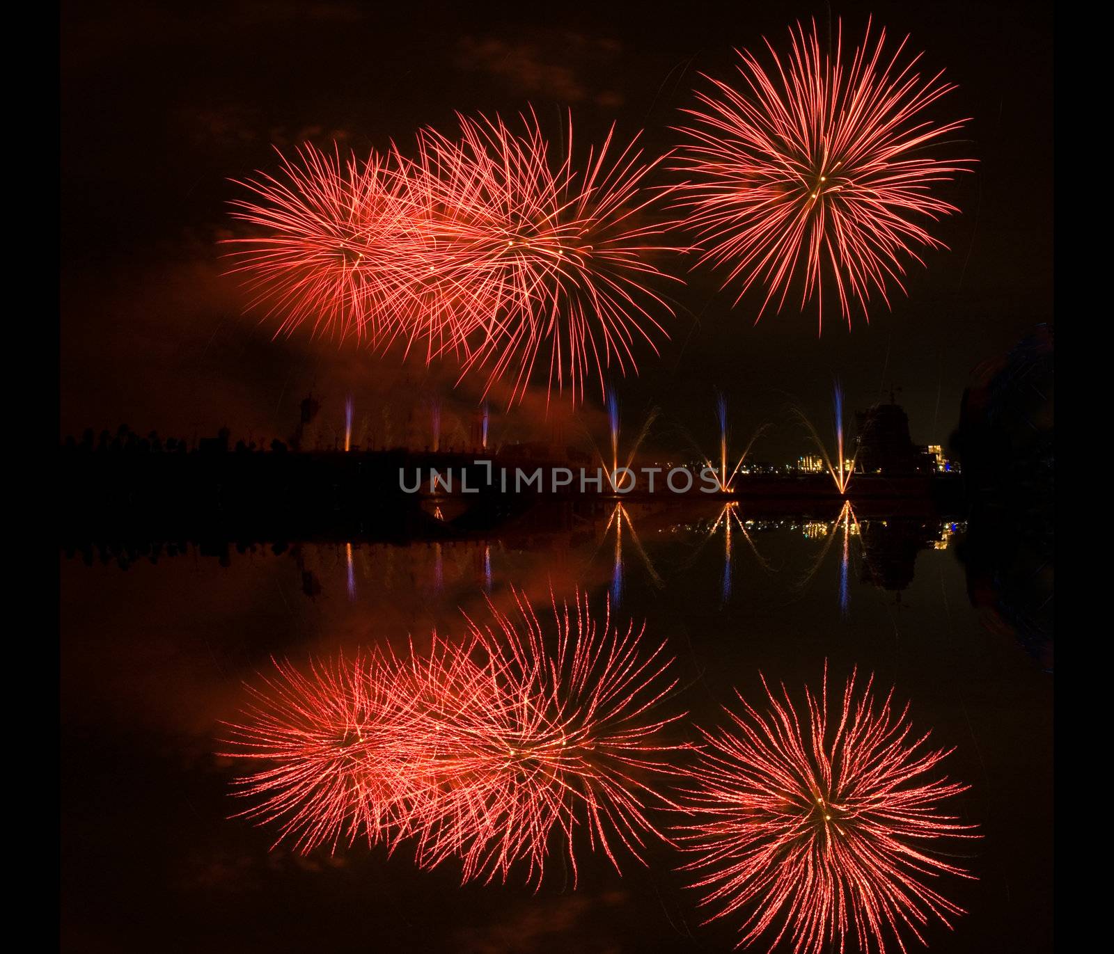 fireworks  on a lake