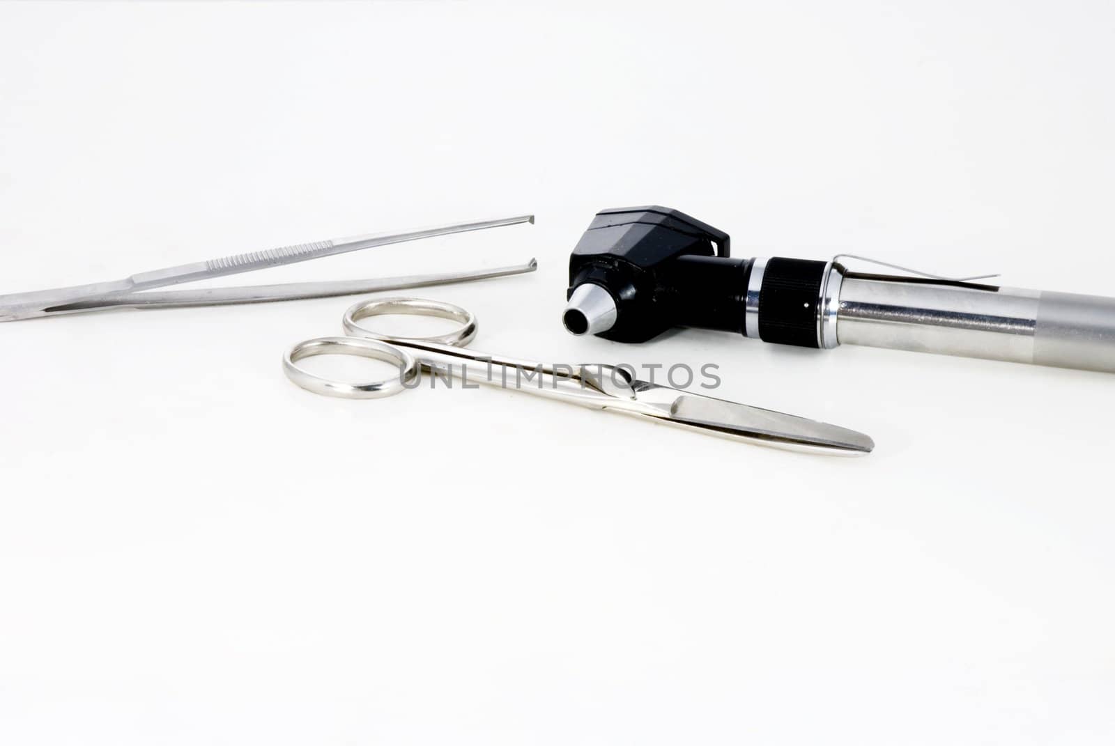 Surgical equipment on a white background. 