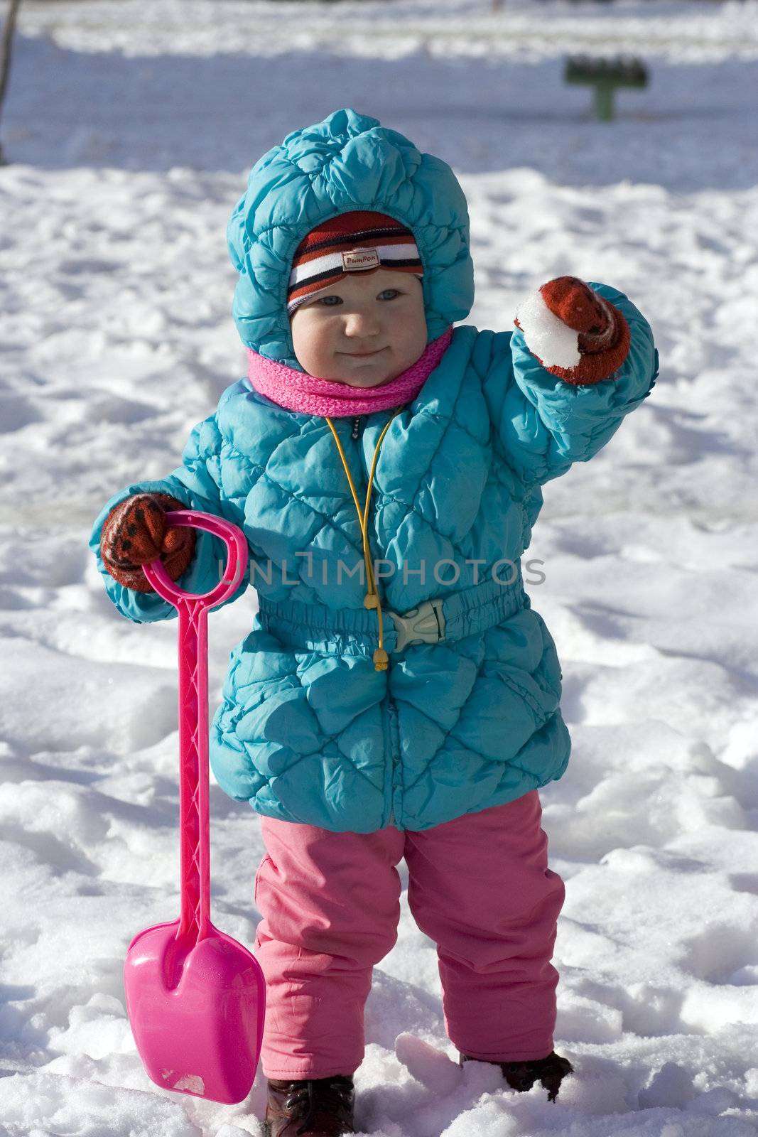 baby in a winter park