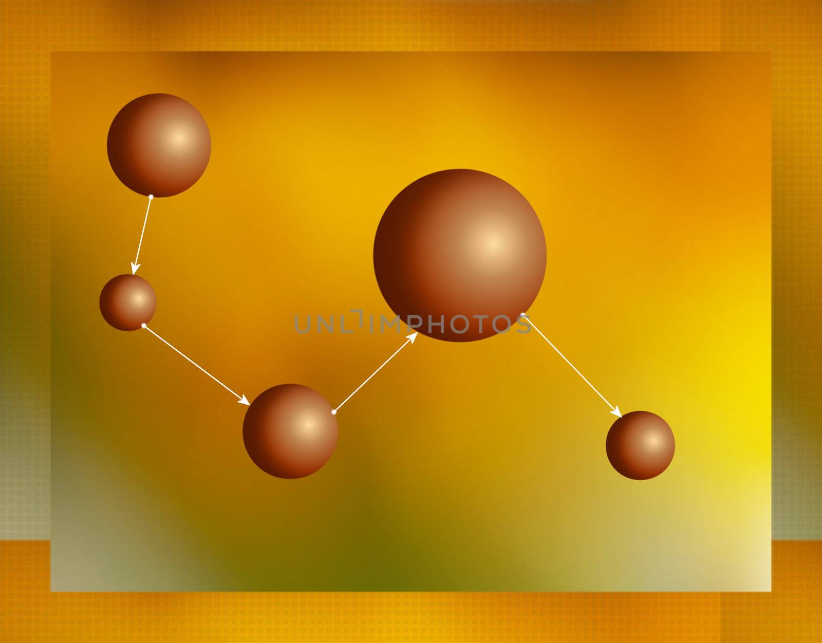 atom chain illustration with pointers