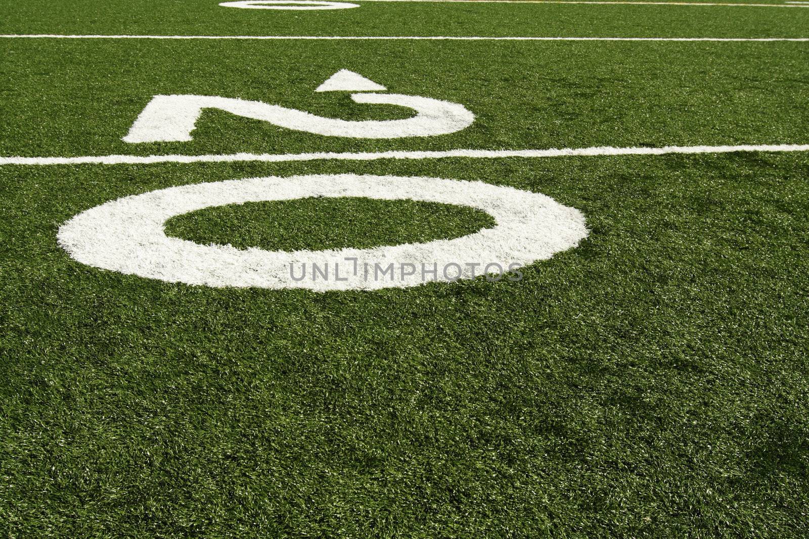 Twenty yard line of american football field