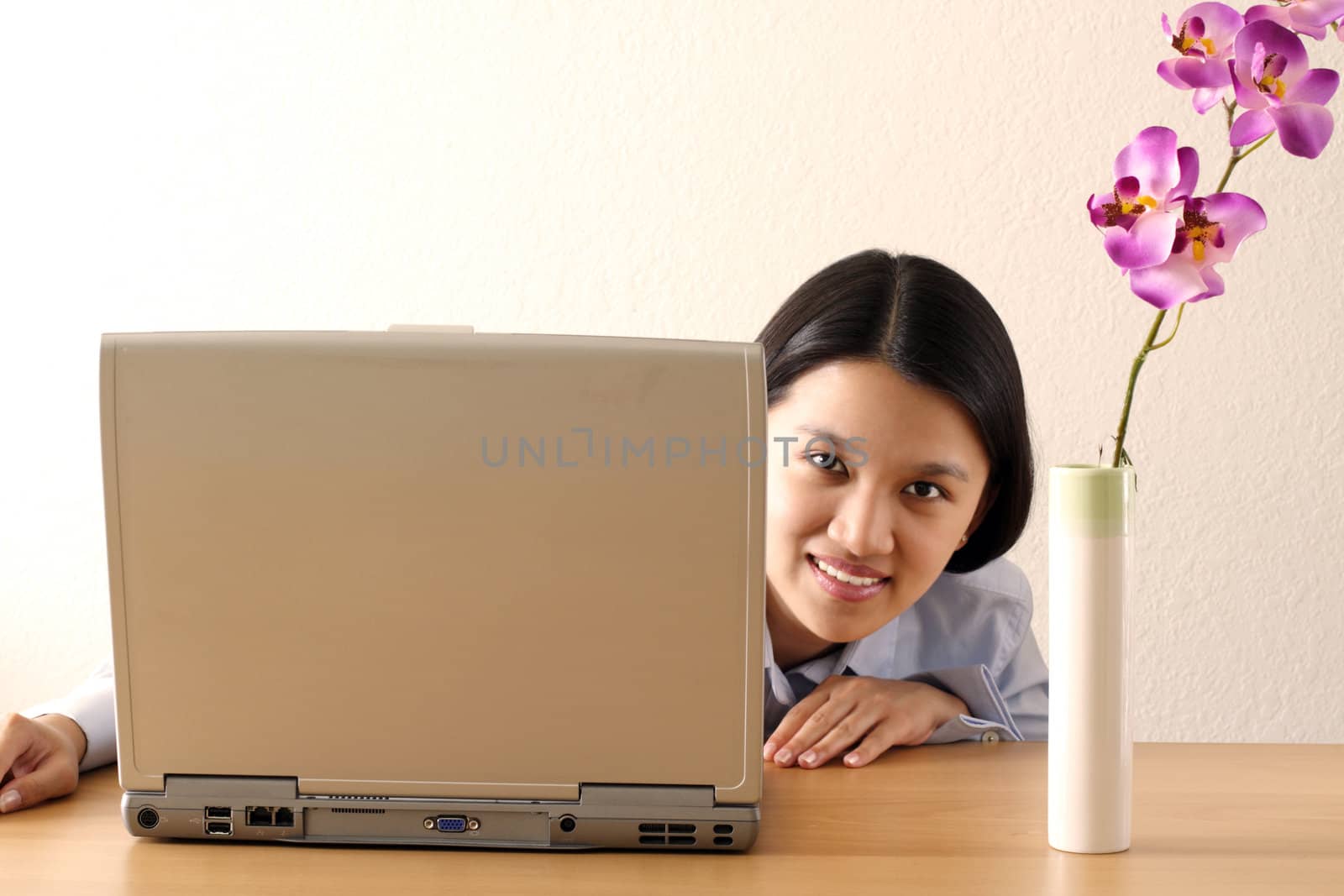 A businesswoman at her office