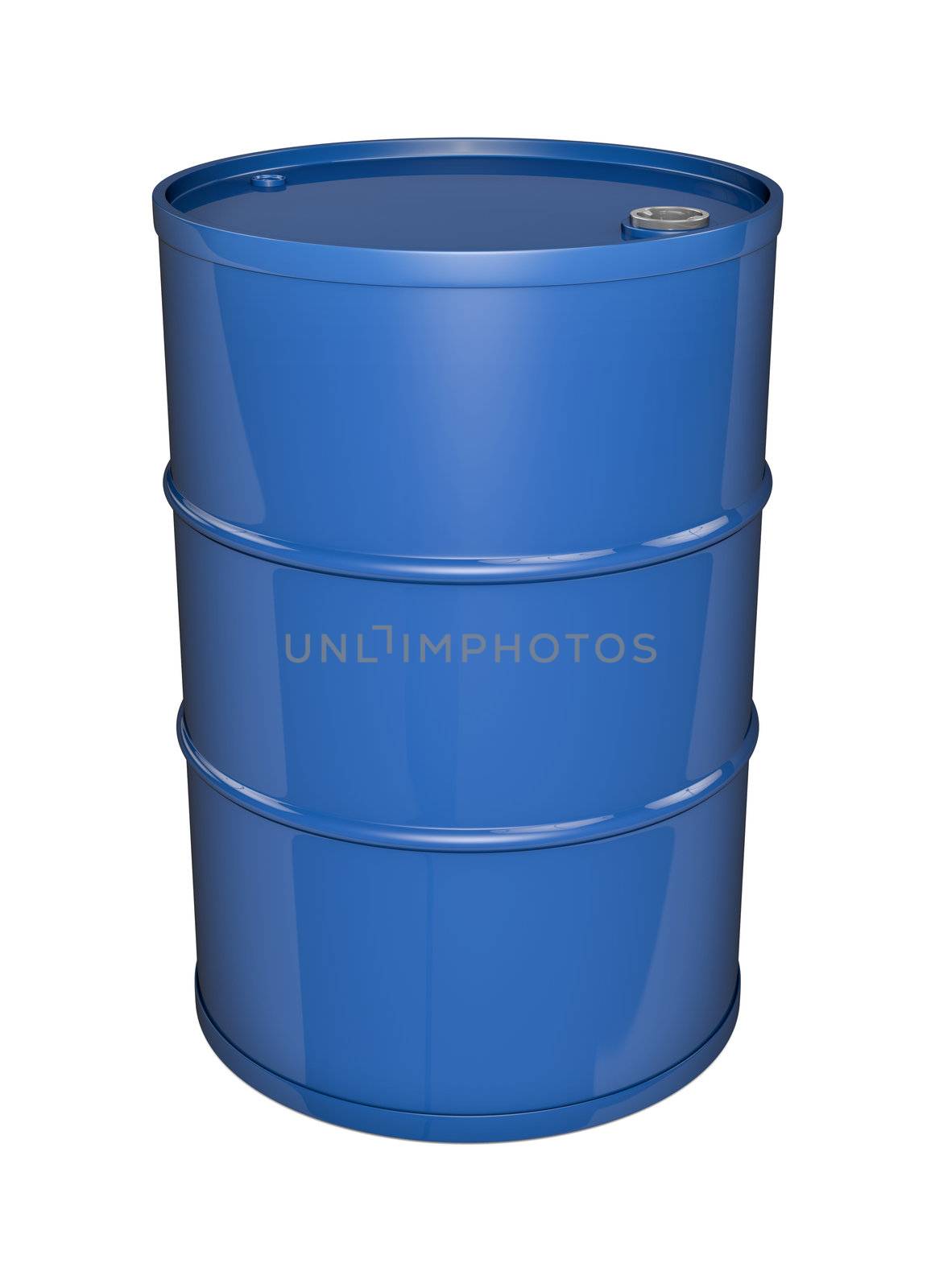 Blue oil barrel. 3D rendered image.