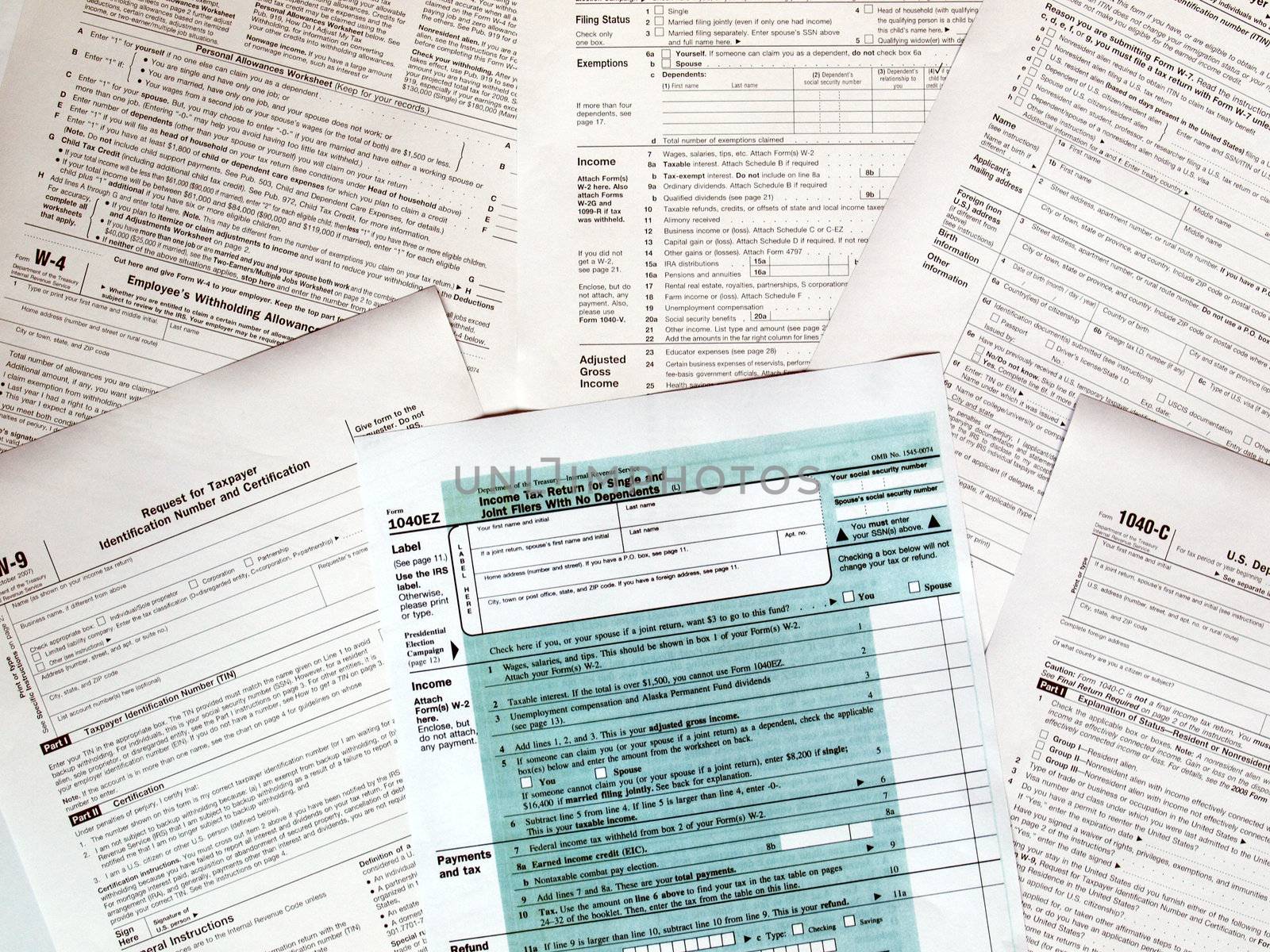 Range of various blank USA tax forms