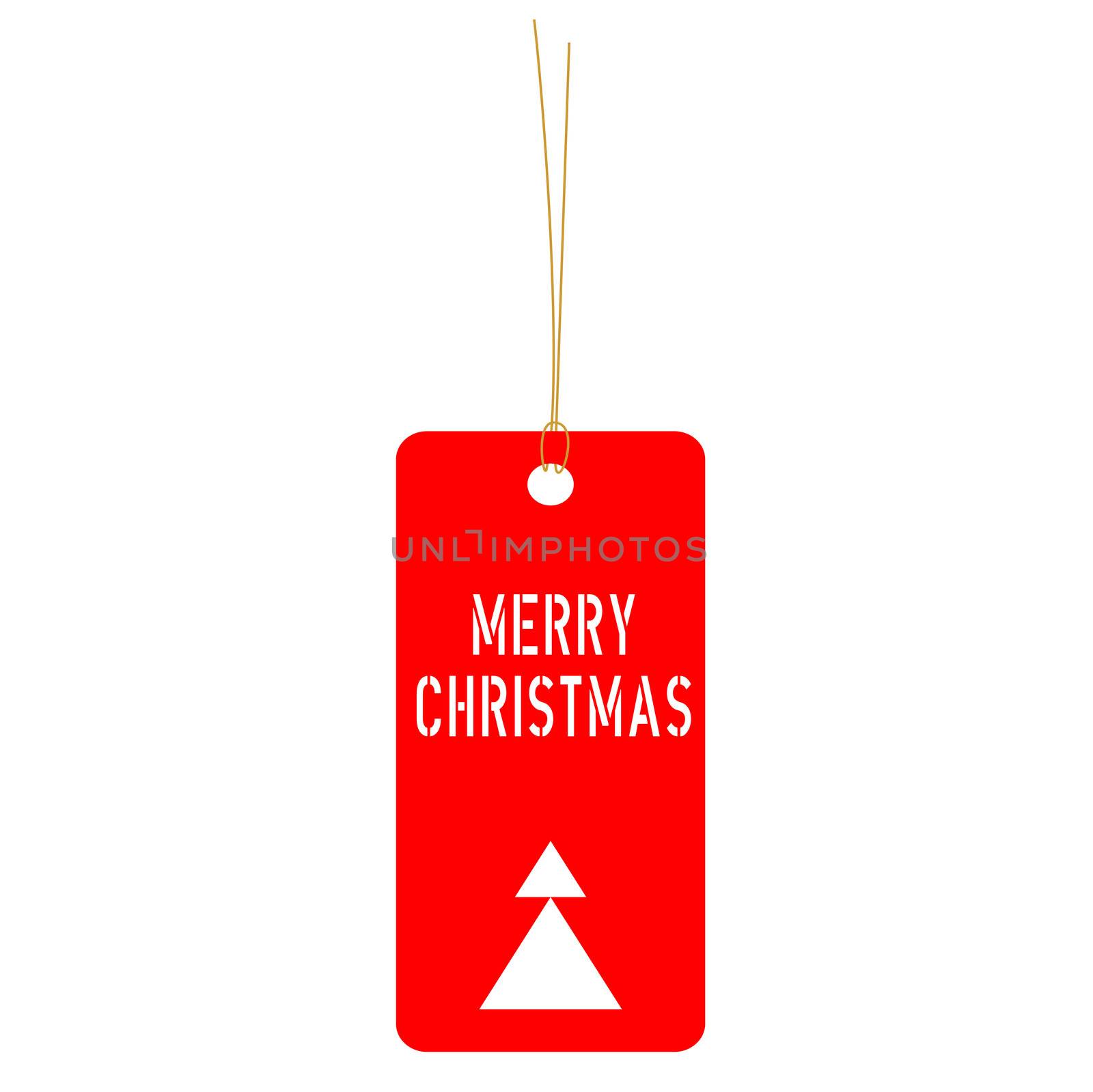 Vector Merry Christmas tag isolated on white