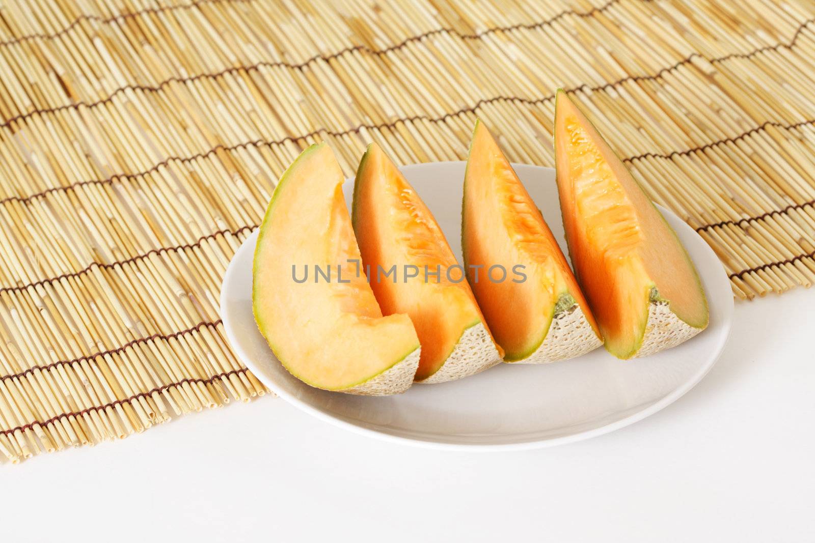 Slices of cantaloupes on a plate