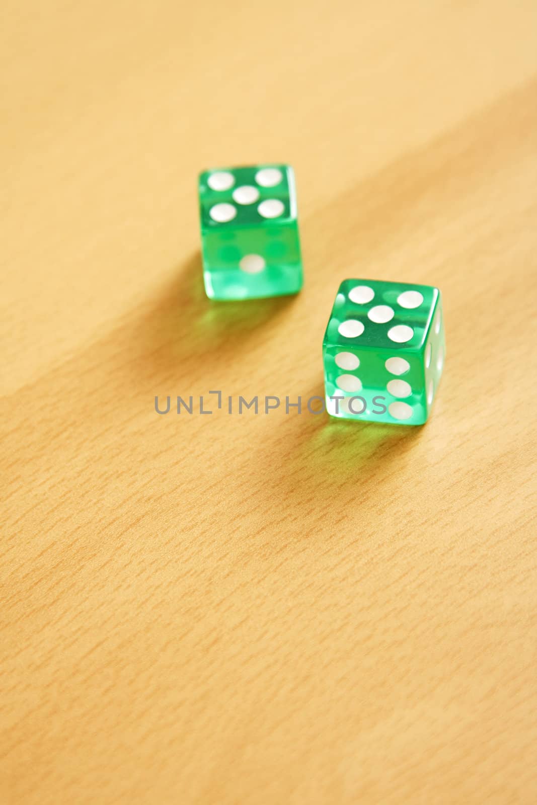 Two dice on table