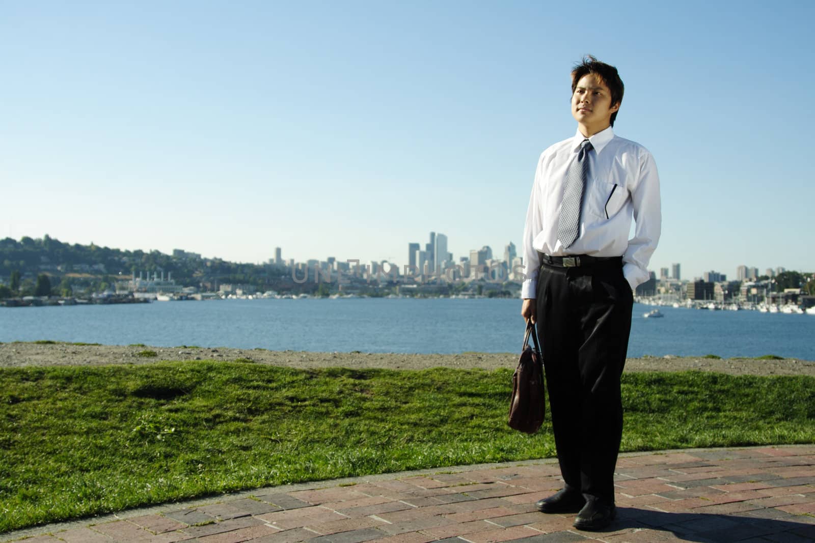 Businessman relaxing at an outdoor park