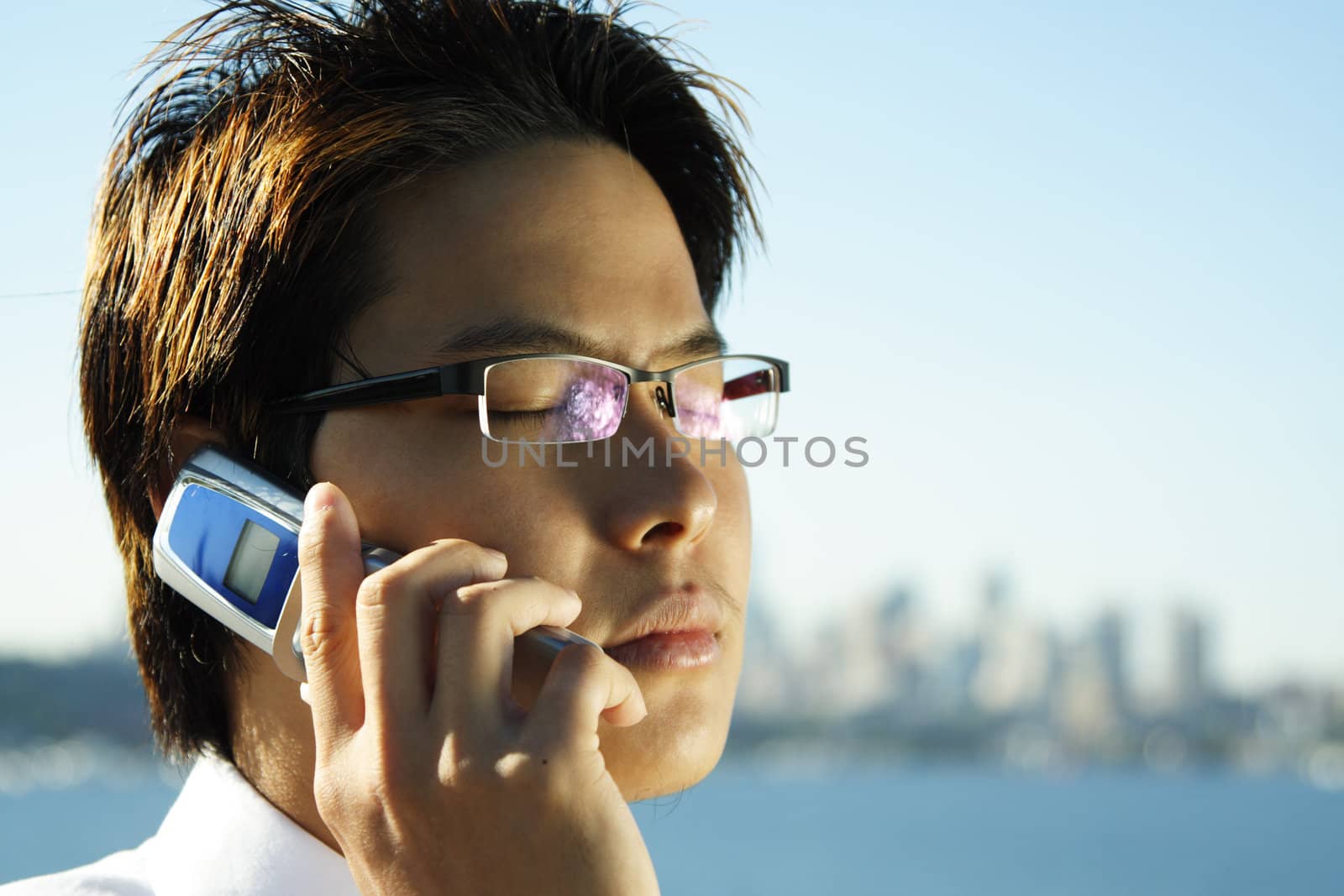 A businessman making a phone call