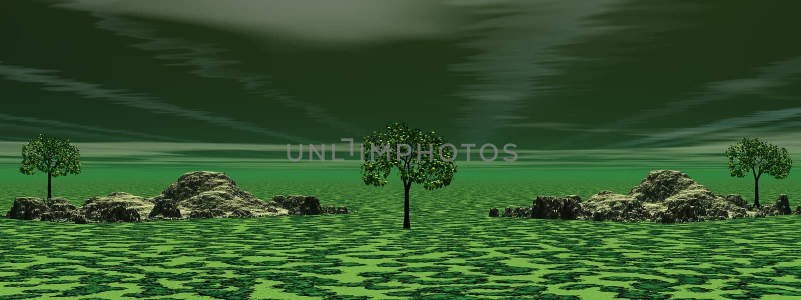 trees and mountains and landscape