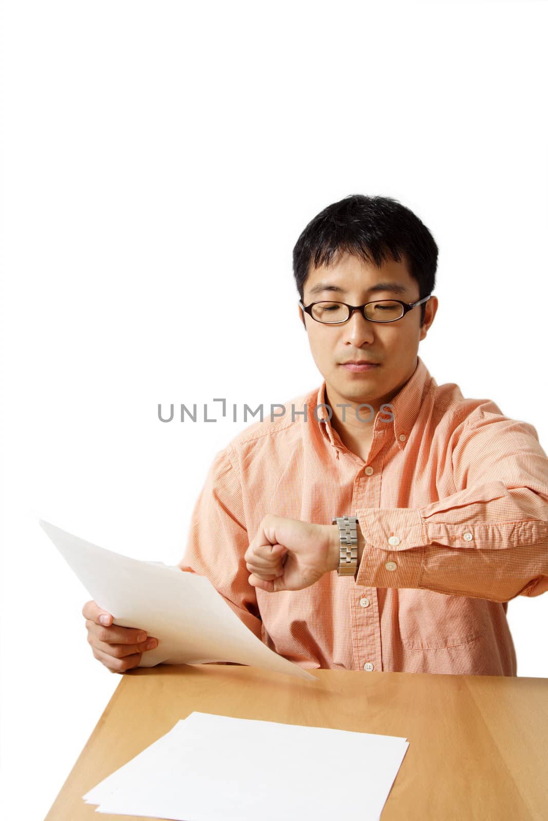 Businessman checking on his watch