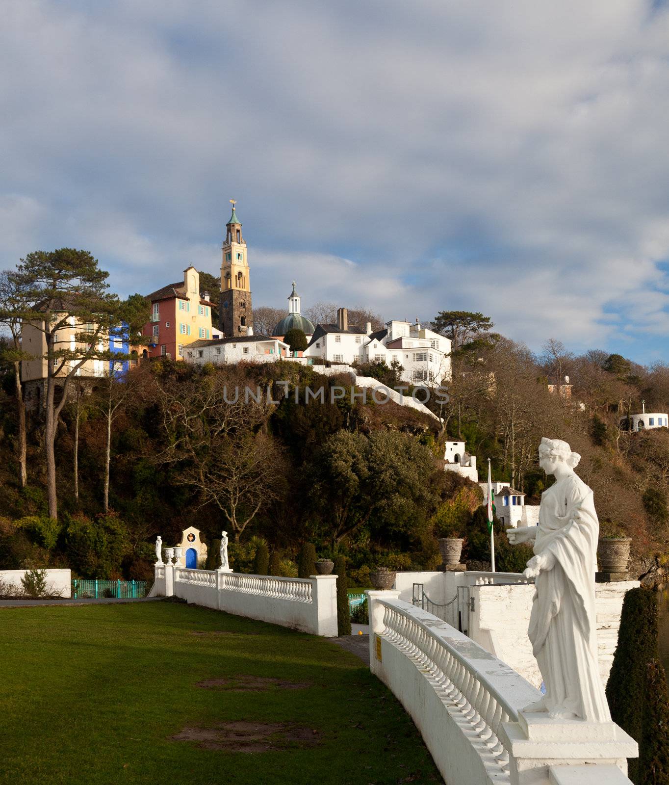 Winter scene at Portmeirion in Wales by steheap