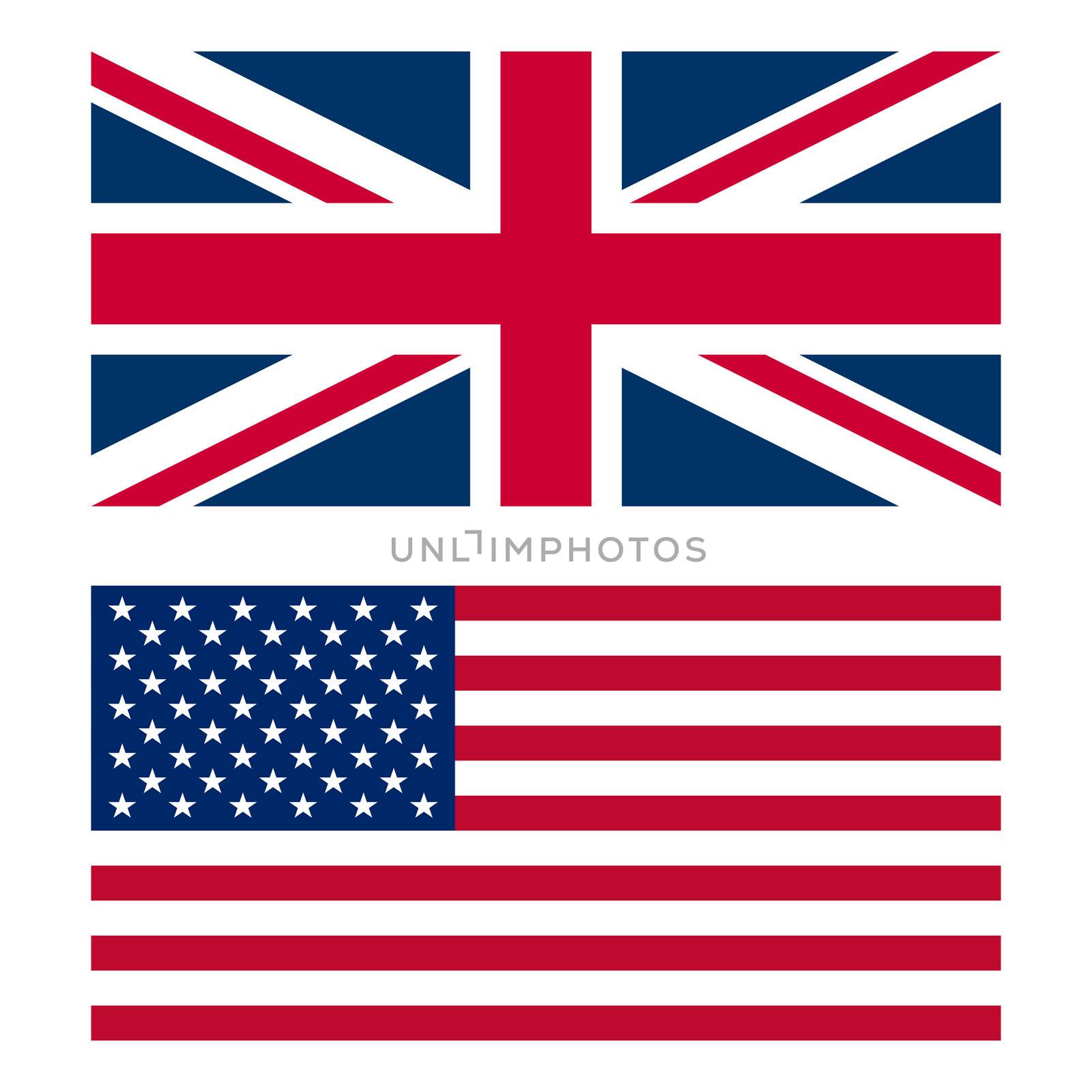 Flags of the UK (Union Jack) and USA