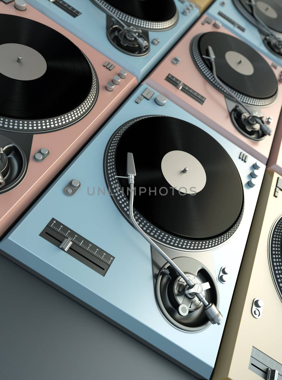 Cool turntables. 3D rendered image