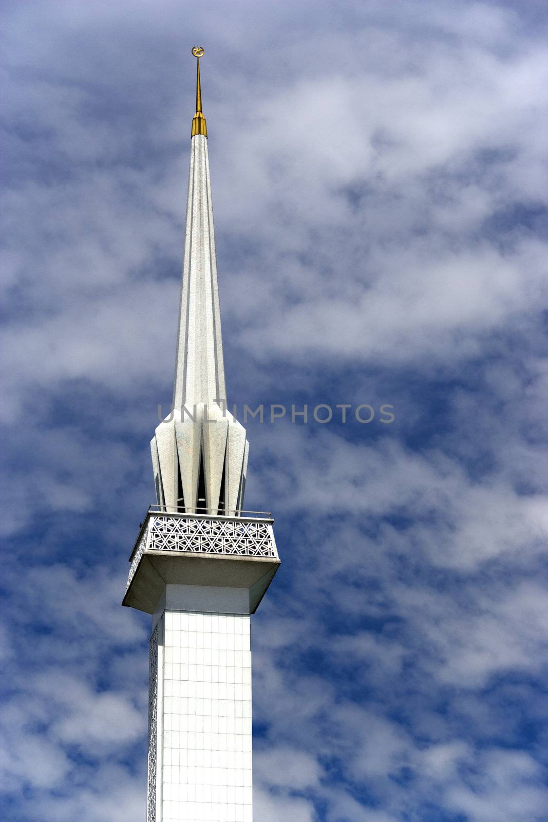 Minaret of the National Mosque, Kuala Lumpur, Malaysia.