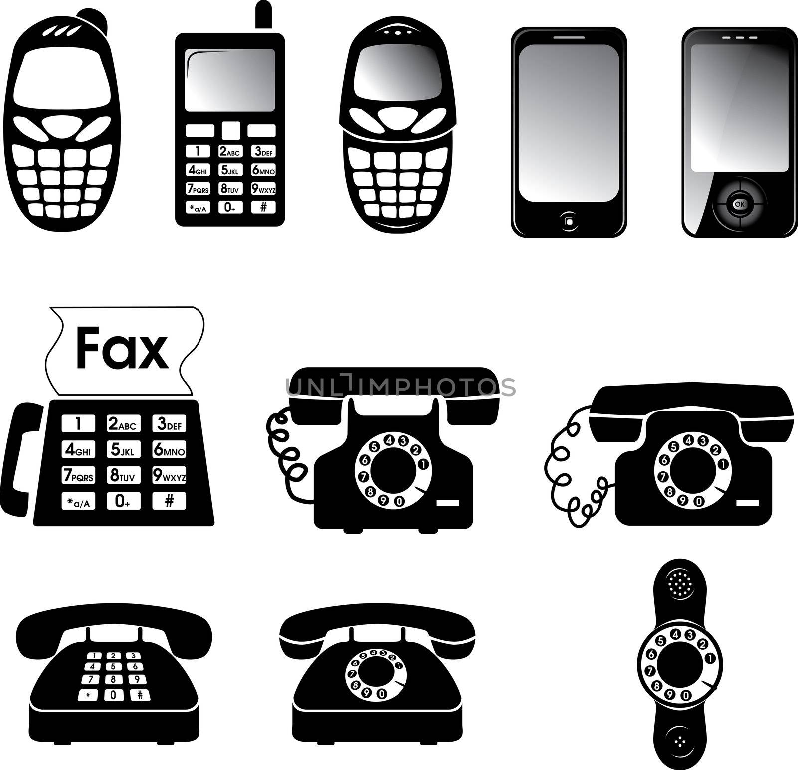 Collection of old and new phone icons