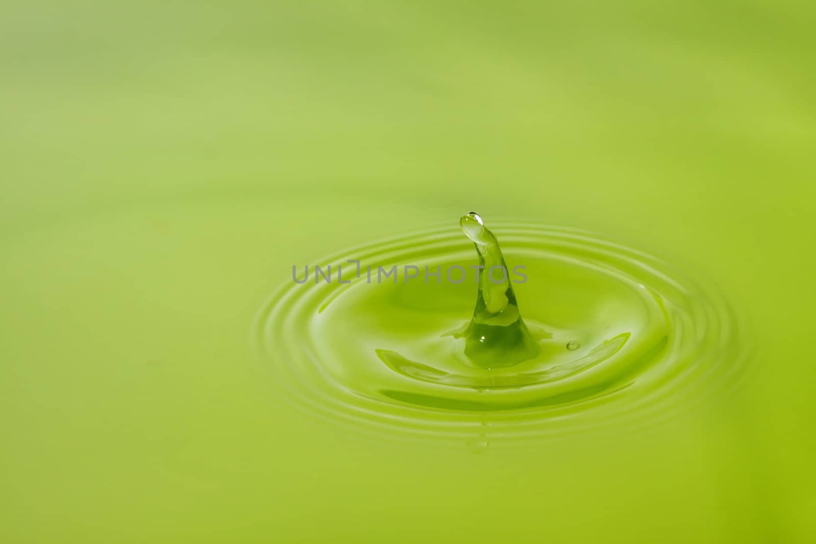 water drop, green background